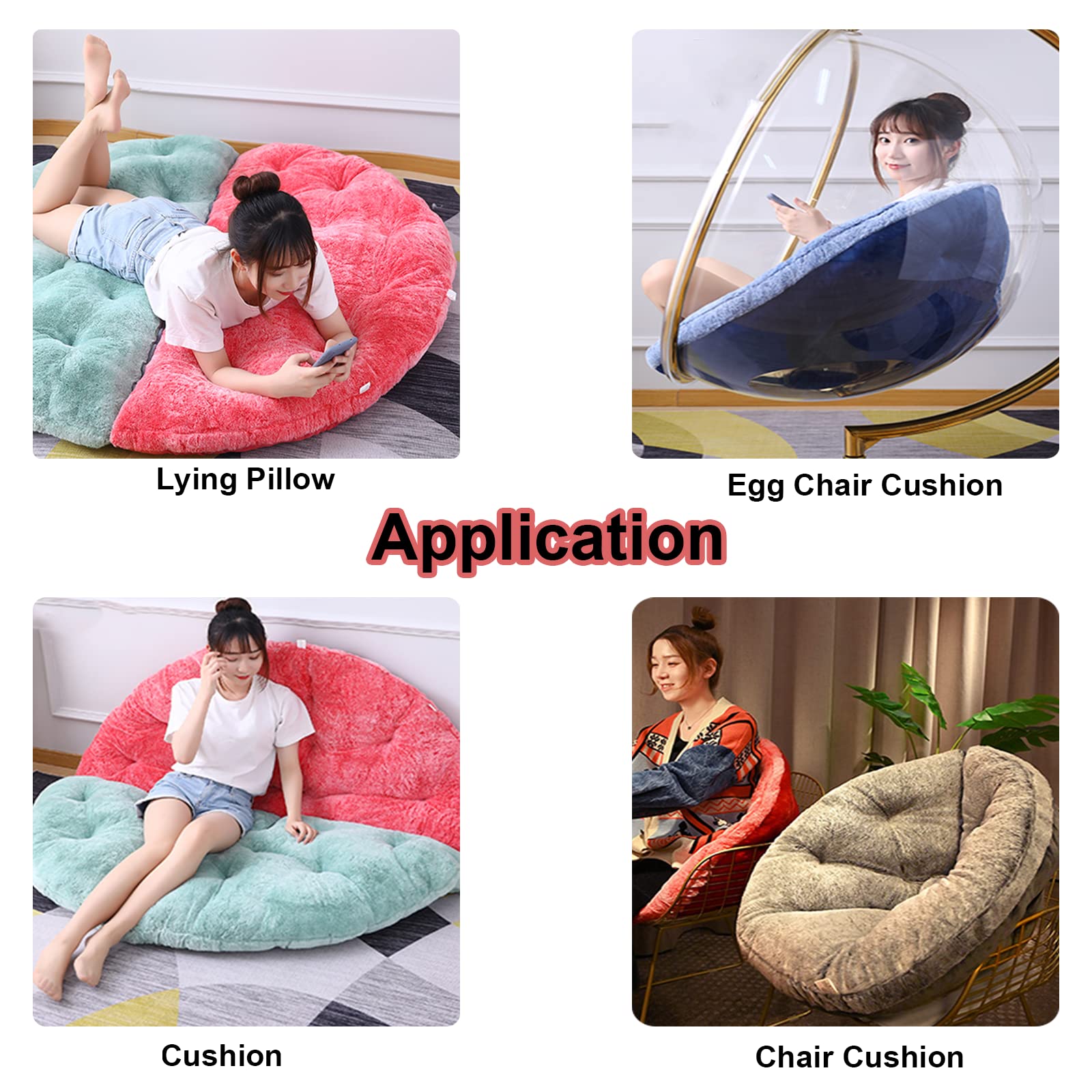 Tufted Hanging Egg Chair Cushion - Soft Wicker Rattan Swing Seat Pad - Blue Size 2 - Perfect for Indoor/Outdoor Porch, Patio, Garden & Balcony Relaxation