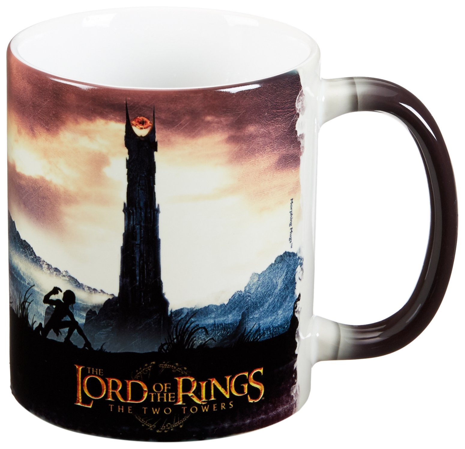 The Lord of The Rings The Two Towers Morphing Ceramic Mug - Heat Activated Design Changes from Black to Reveal Iconic Scenes - Perfect Gift for Fantasy Fans & Movie Lovers (Home, Office, Game Night)