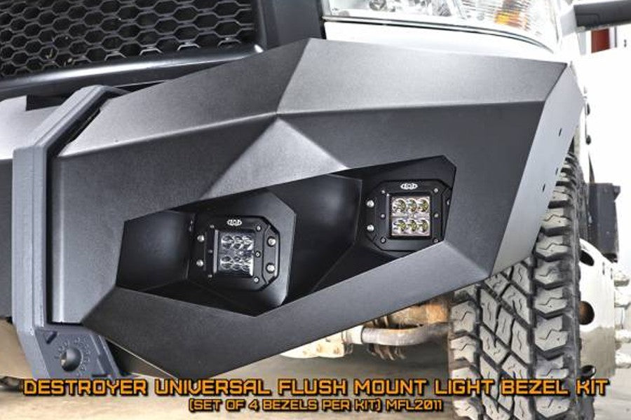 GMC Sierra 2500HD/3500 LOD Offroad Destroyer Truck Universal Flush Mount Light Bezel Kit - Black Textured for Off-Road Adventures & Truck Customization