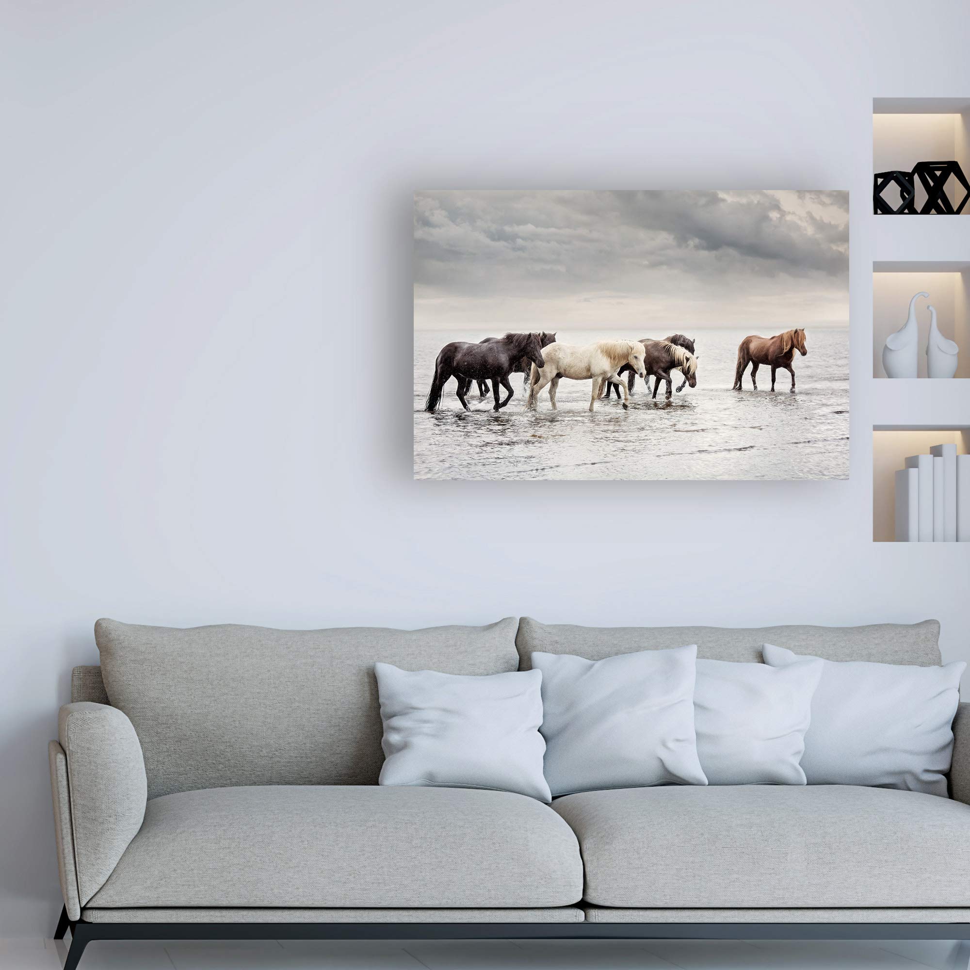 Trademark Fine Art 30x47 Water Horses IV by PHBurchett - Stunning Large Wall Art for Living Room, Bedroom & Office Decor