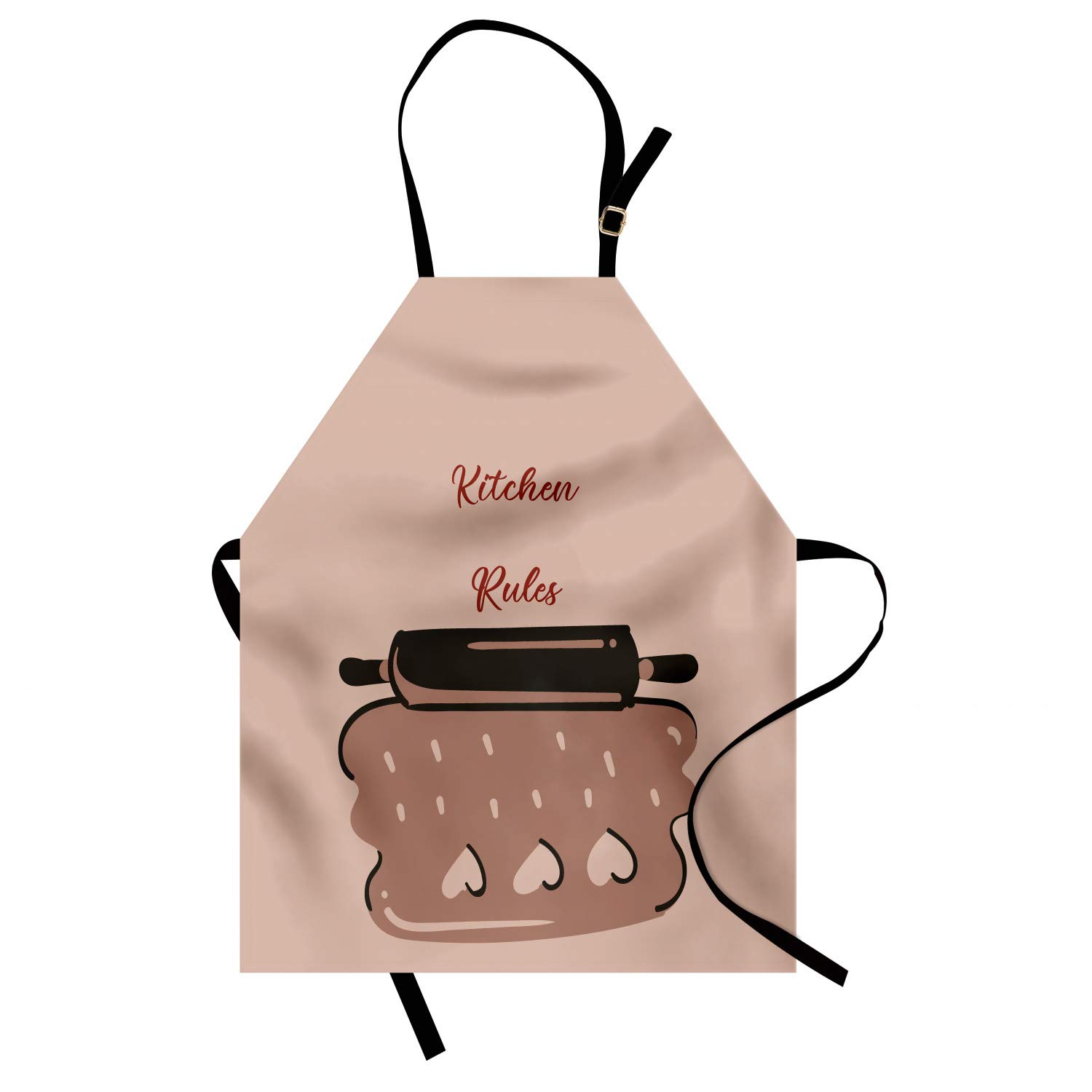Ambesonne Personalized Chef Apron for Baking & Cooking - Cartoon Love & Rolling Pin Heart Design - Adjustable Unisex Kitchen Bib for Adults - Pale Salmon - Perfect for Home Cooks, Bakers & Culinary Enthusiasts