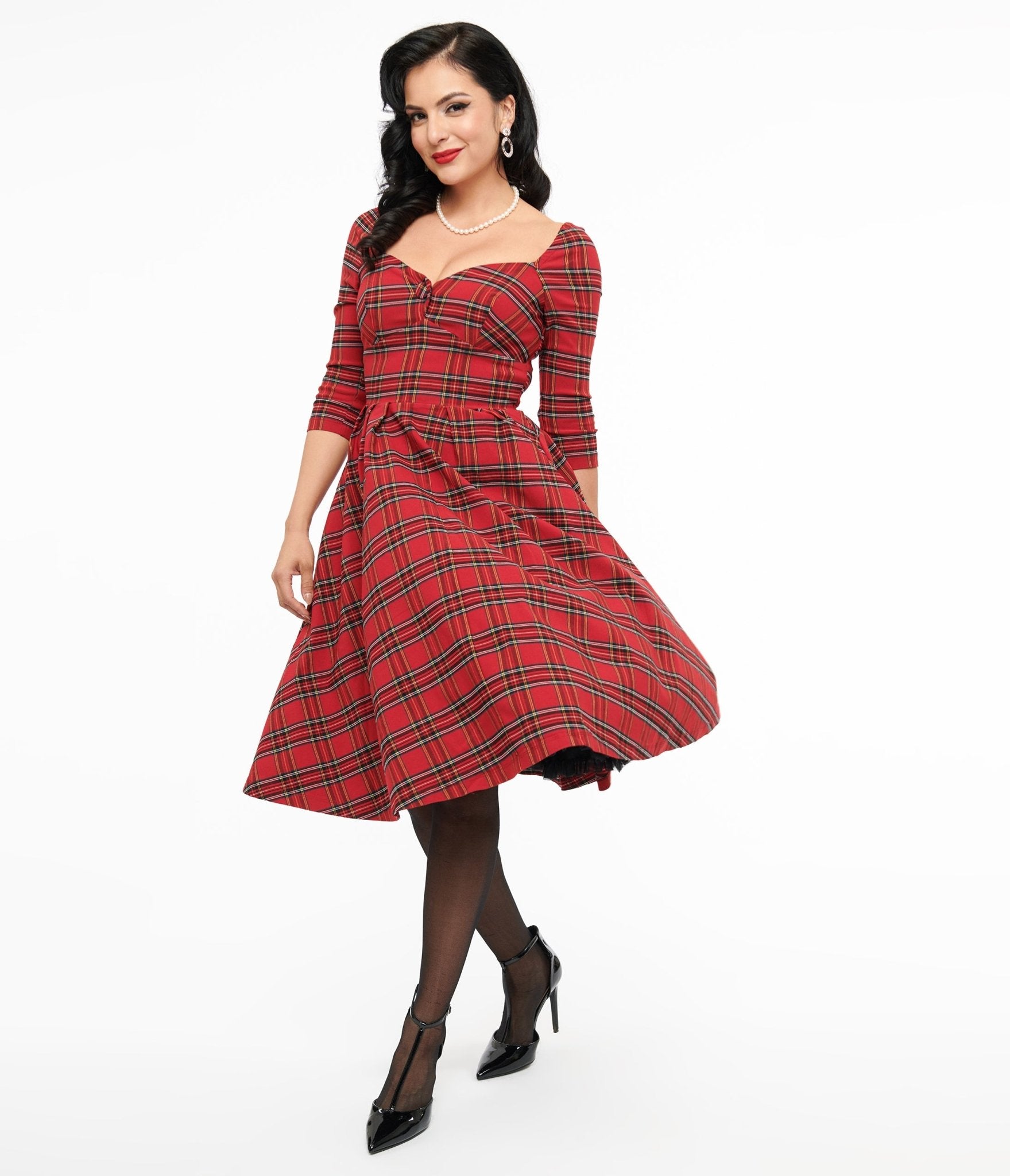 Vintage 1950s Red Plaid Lamar Swing Dress - Retro A-Line Cocktail Dress for Women | Perfect for Swing Dancing, Cocktail Parties & 1950s Themed Events