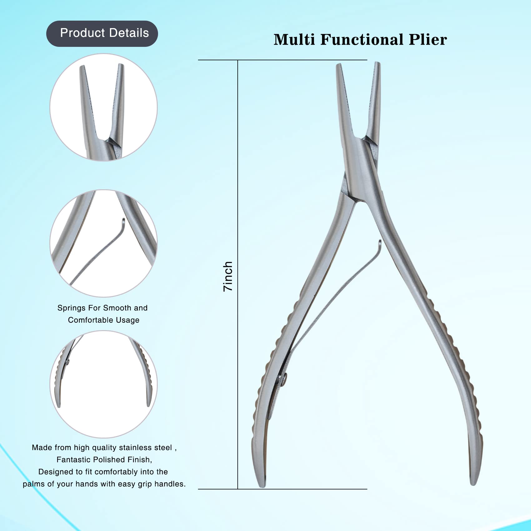 Professional Flat Shape Silver Stainless Steel Hair Extension Pliers - Multi-Function Hair Extension Tools for Seamless Extensions, Salon & DIY Use at Home
