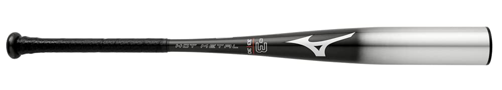 Mizuno B22-HOT METAL -3 BBCOR Baseball Bat | 2022 Model | 2 5/8 Inch Barrel | 1-Piece Aluminum Alloy Construction | CORTECH Barrel Technology | Optimized End Cap | Speed-Helix Grip | Perfect for High School & College Baseball Players | Game-Day Performance & Training