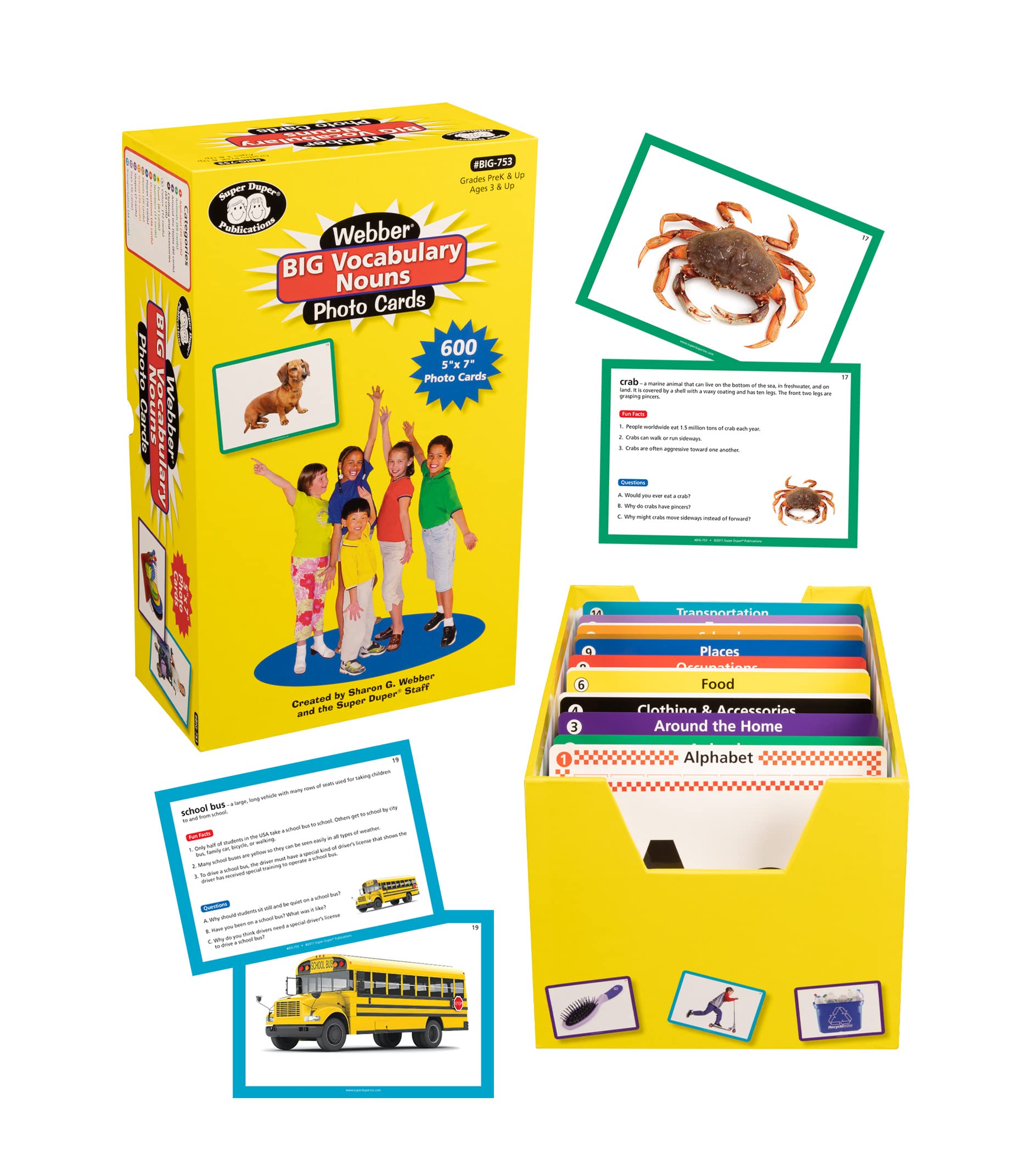 Webber® Big Vocabulary Nouns Photo Flash Cards | Educational Learning Resource for Kids | Enhance Language Skills for Preschool & Elementary Students | Perfect for Homeschooling & Classroom Activities