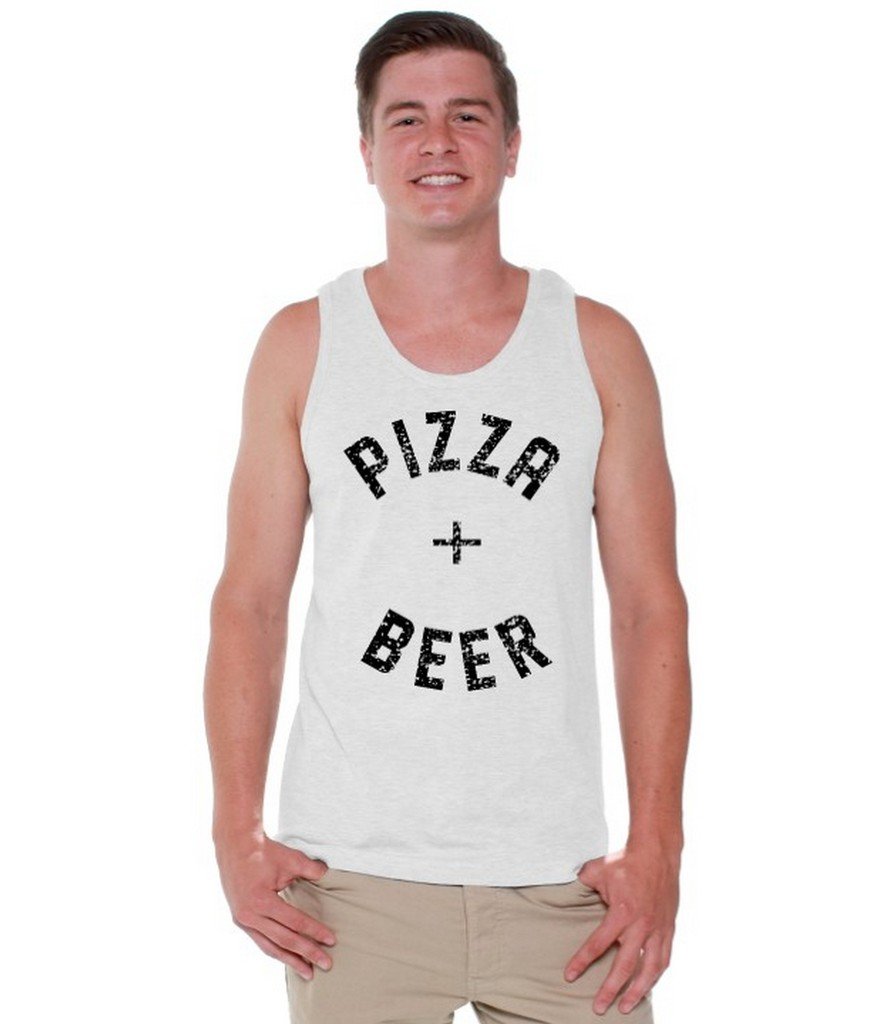Awkwardstyles Men's Pizza & Beer Graphic Tank Top - Black Funny Food Lover Shirt for Parties, Gifts & Casual Wear - Perfect for BBQ, Birthday Celebrations & Beer Enthusiasts