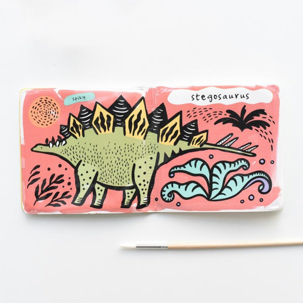 Wee Gallery Bath Book Who Loves Dinosaurs - Waterproof Baby Bath Time Toy for Sensory Play & Early Learning | Fun Dinosaur-Themed Bathtime Activity for Toddlers