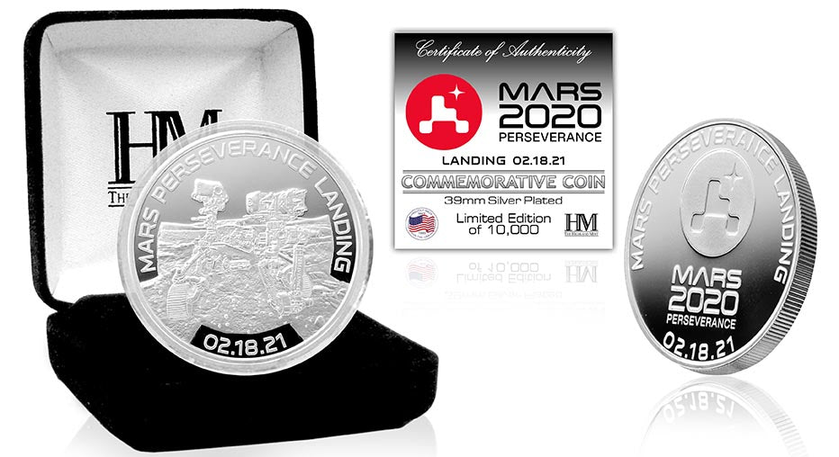 NASA Perseverance Rover Commemorative Silver Coin – Collectible Space Exploration Souvenir for Display & Gifting