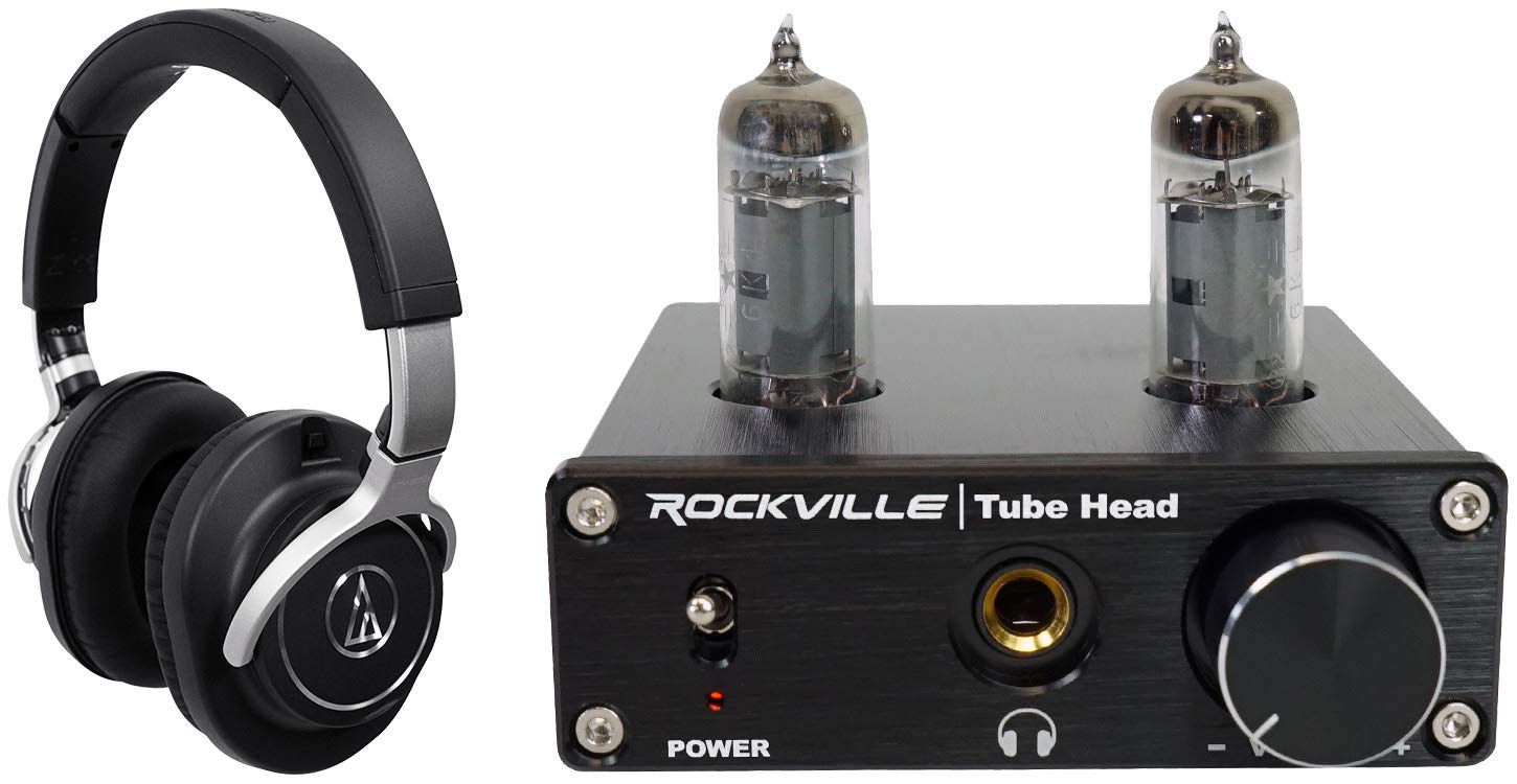 Audio-Technica ATH-M70x Professional Studio Monitor Headphones with Tube Headphone Amp Bundle - Closed-Back Design for Music Production, DJing & Audio Mixing - Perfect for Home Studios & Professional Recording Sessions