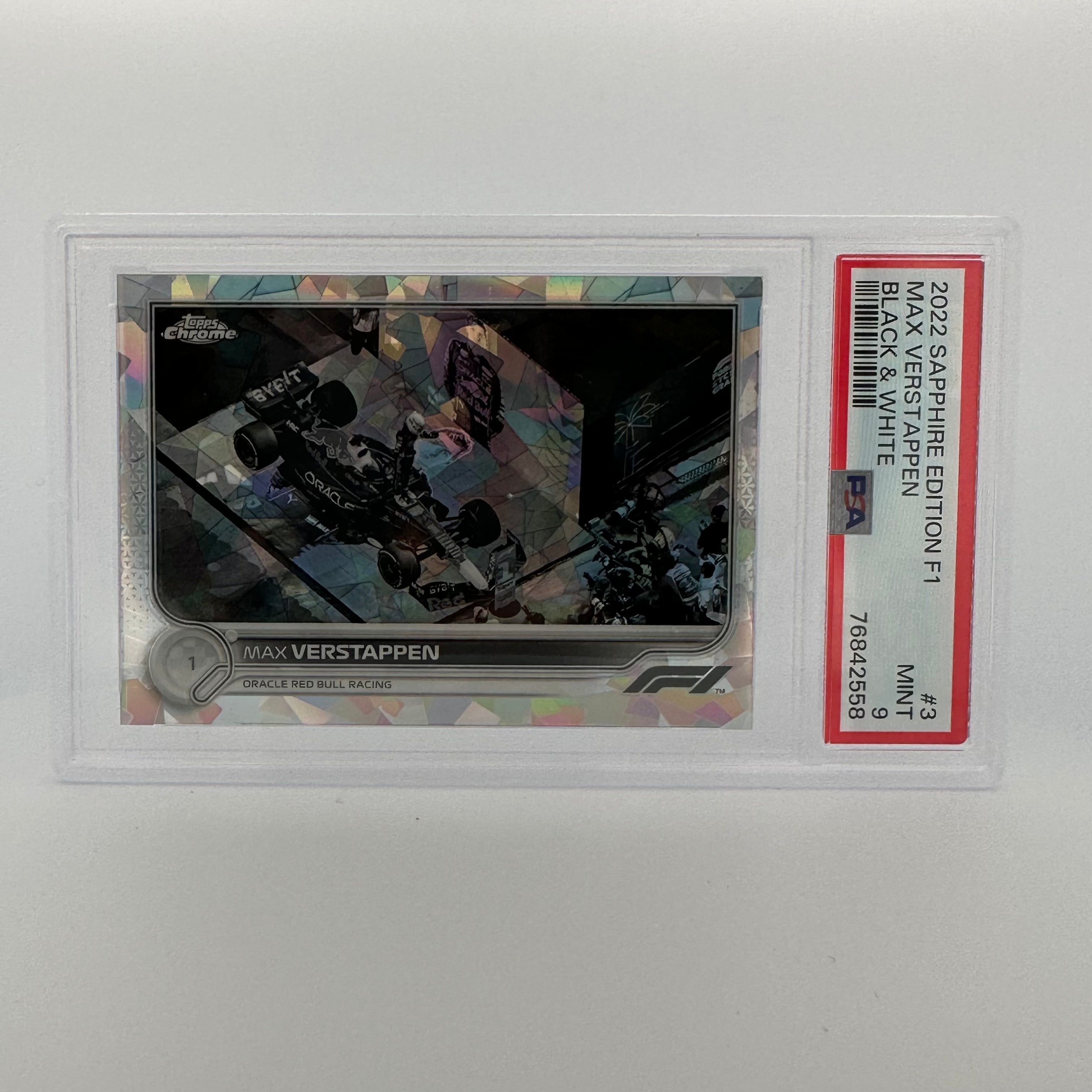 PSA 9 Graded Max Verstappen #3 2021 Sapphire Edition Black & White F1 Racing Card - Perfect for Collectors, Sports Memorabilia Displays & Formula 1 Fans