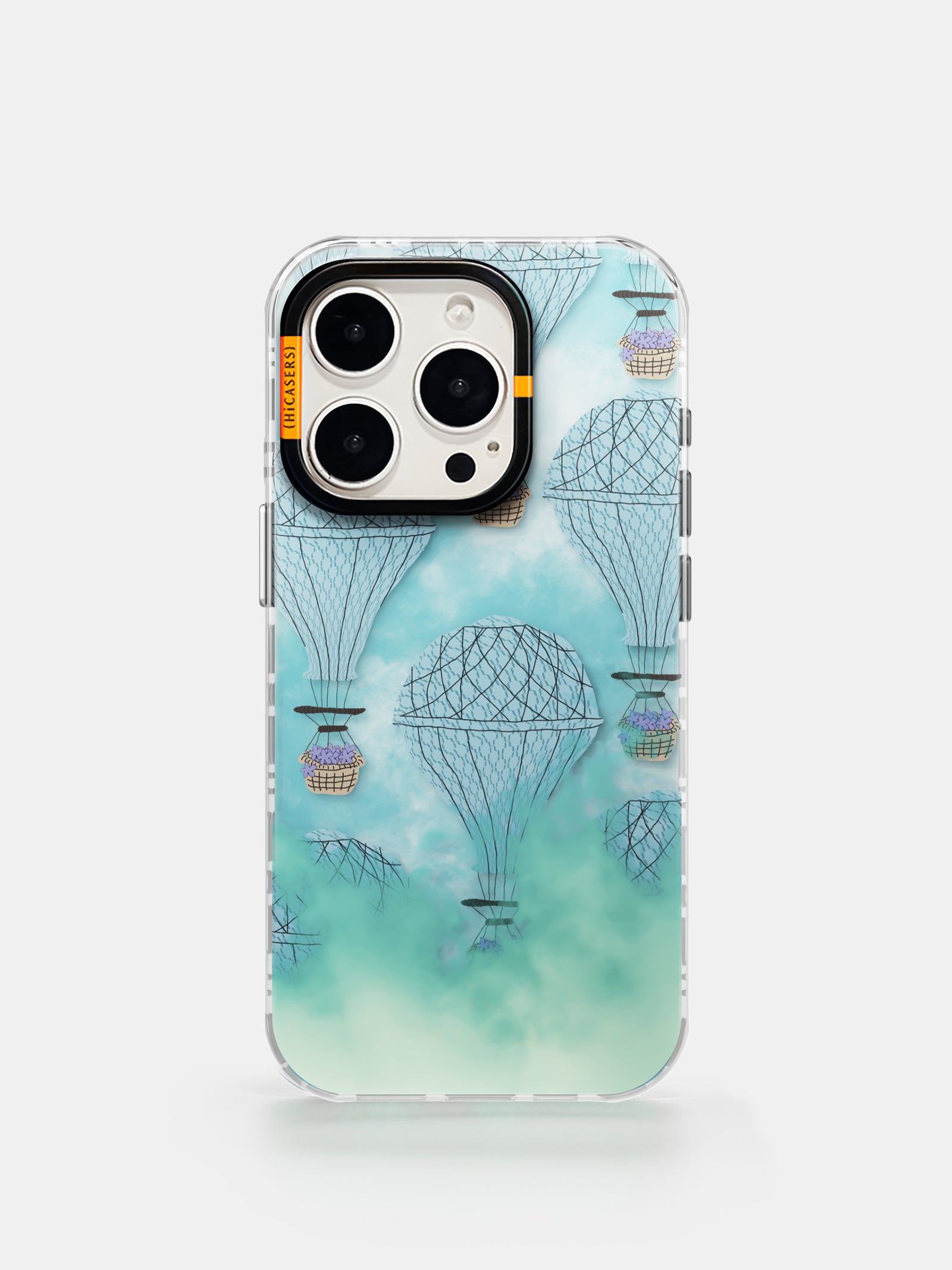 Iridescent Hot Air Balloon Phone Case - Aqua Cloud Design | Durable Protective Cover for iPhone & Android | Perfect for Travel, Outdoor Adventures & Everyday Use