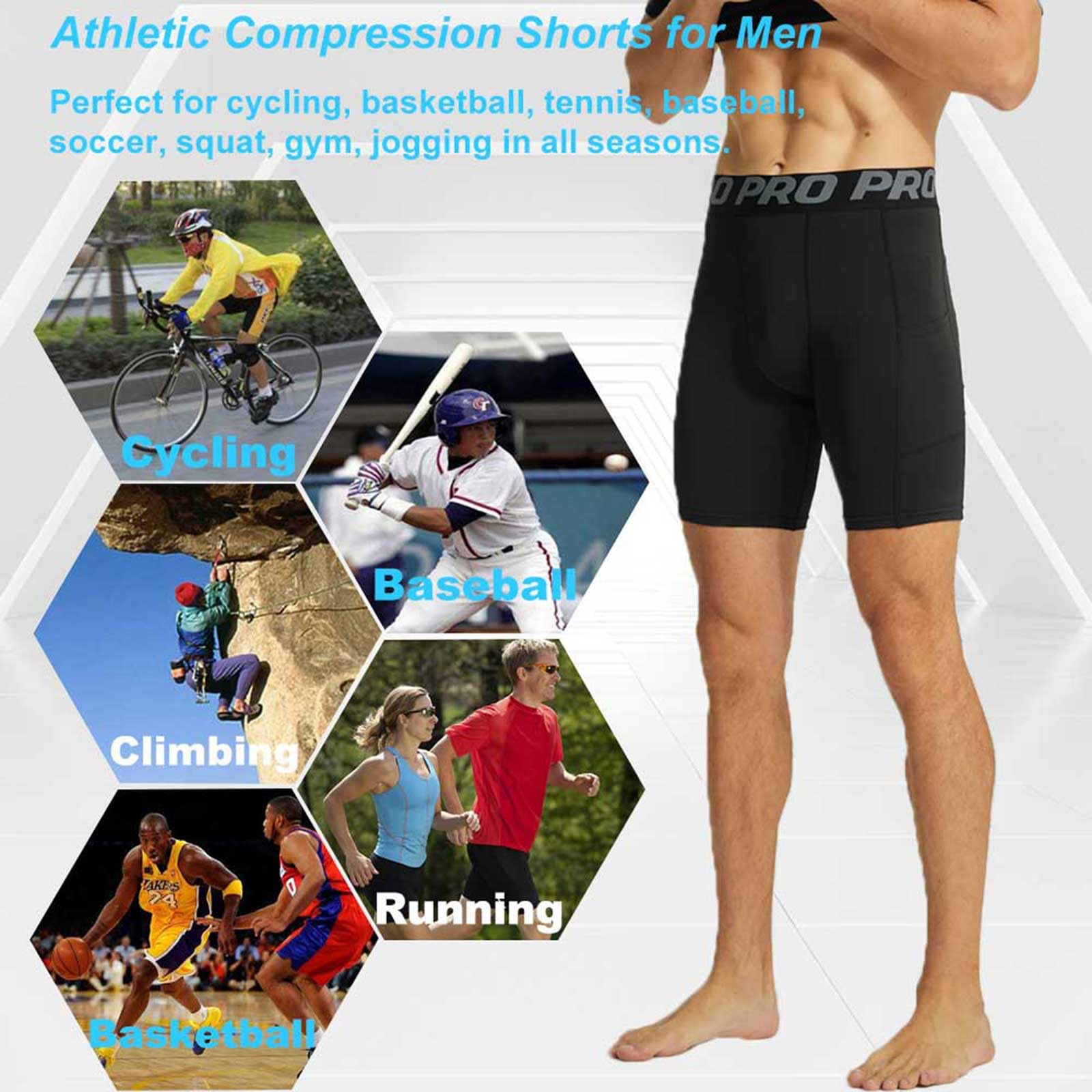 Men's Compression Running Shorts with Phone Pocket - Athletic Spandex Workout Shorts, Moisture-Wicking Cool Dry Baselayer for Running, Gym & Training - Perfect for Jogging, Cycling & Sports Activities