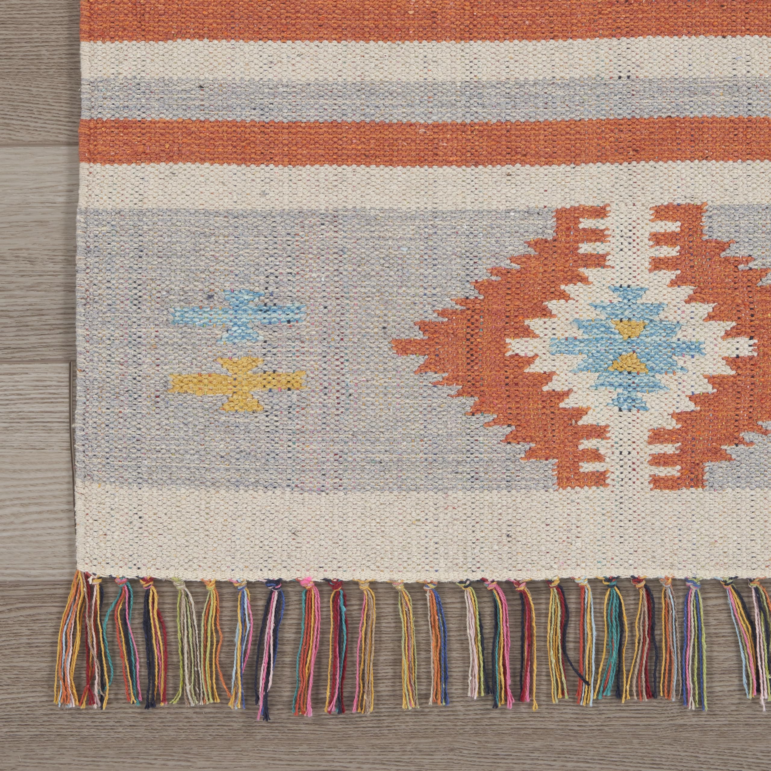 Nourison Baja Tribal Ivory/Grey 8' x 10' Area Rug - Easy to Clean, Non-Shedding, Soft & Durable - Perfect for Bedroom, Living Room, Dining Room & Kitchen Decor (8x10)