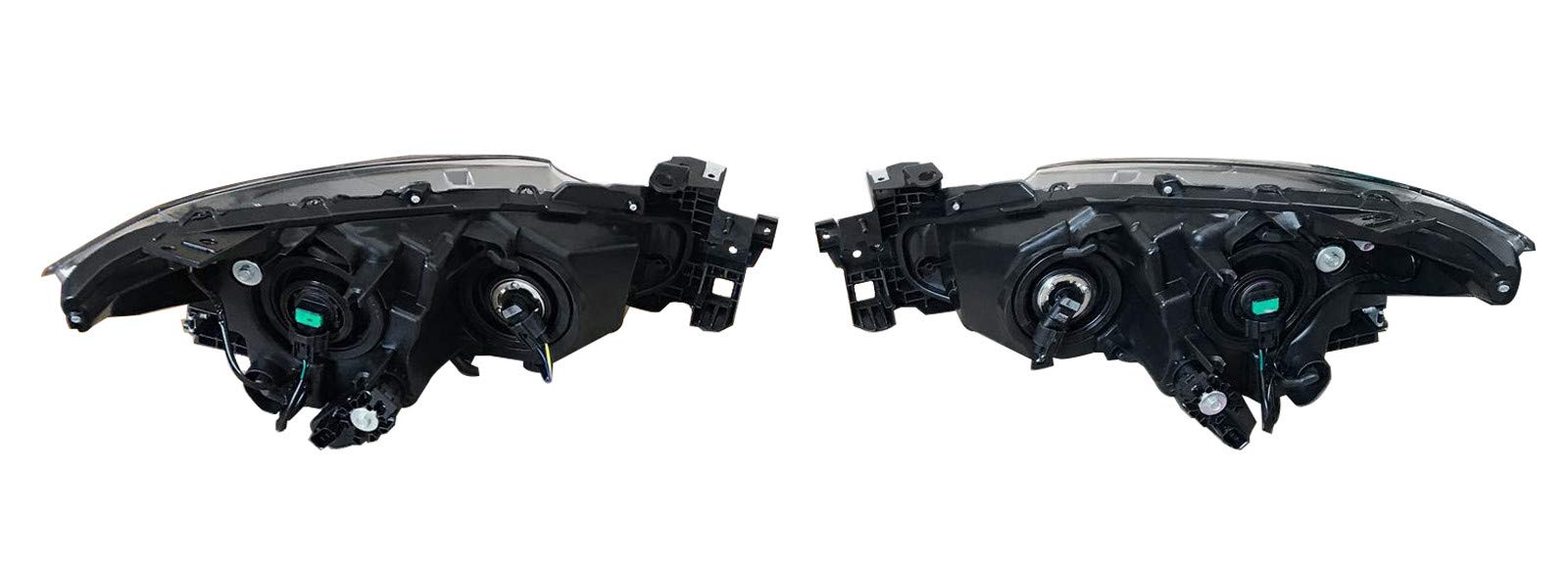 High-Performance Aftermarket Halogen Projector Headlights Assembly Set - Compatible with 2014-2016 Mazda 3 (Replaces MA2502144 & MA2503144) - Driver & Passenger Side Pair - Enhanced Night Visibility for Safer Driving