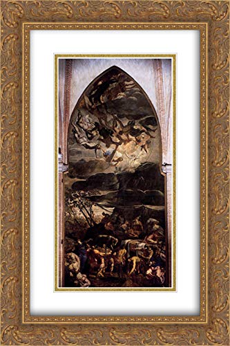Tintoretto Moses Receiving The Tables Of The Law 16x24 Gold Ornate Framed Art Print - Double Matted Museum Quality Religious Wall Decor for Home, Church & Office