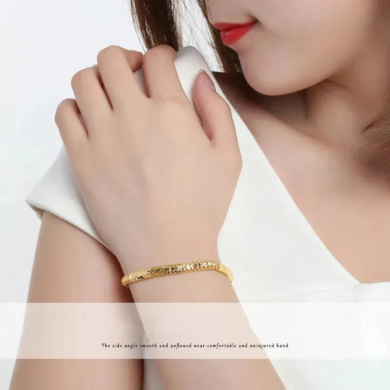 24K Pure Gold Bracelet for Women - 999 Solid Real Gold Bangle, Elegant & Romantic Classic Jewelry Gift for Anniversary, Valentine's Day & Special Occasions