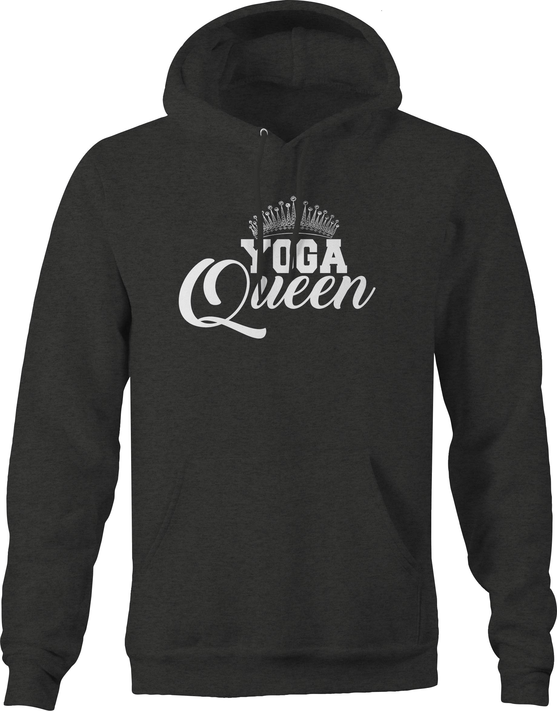 VIL Yoga Queen Tiara Fitness Hoodie for Women & Men - Gray Workout Sweatshirt for Gym, Running & Lounge Wear