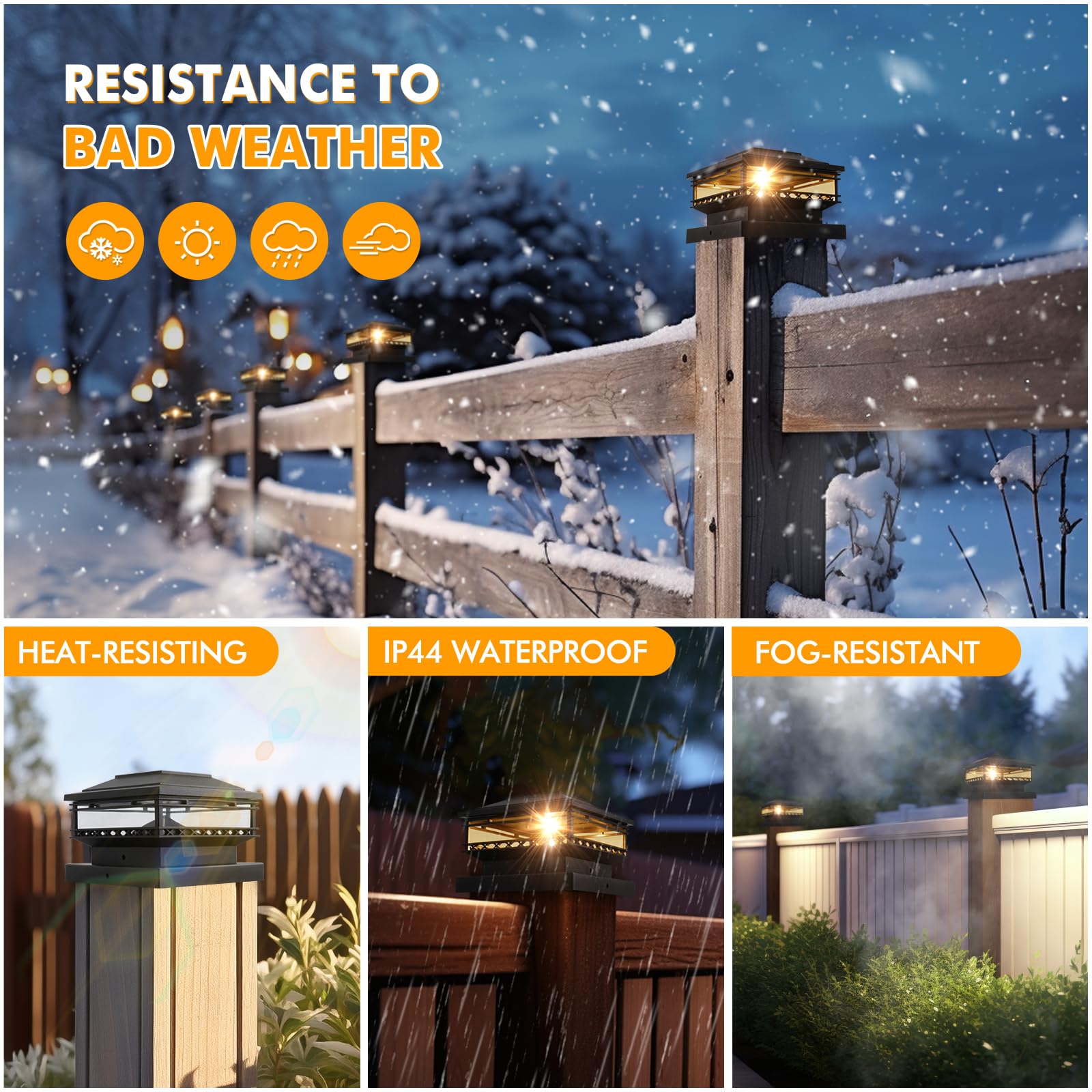 TWINSLUXES Solar Post Cap Lights - 4 Pack, 25LM Outdoor Fence Post Lights with 2 Light Modes, Waterproof Solar Deck Lights for 3.5x3.5/4x4/5x5in Wooden or Vinyl Posts - Perfect for Garden, Deck, Patio, Pathway, and Landscape Lighting