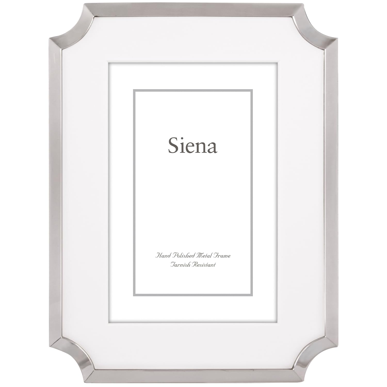 4x6 Siena Cast Metal Scalloped Picture Frame with Mat - Tarnish Resistant Silver Finish | Perfect for End Tables, Credenzas, Shelves & Nightstands | Home Decor, Wedding Photos, Office Display
