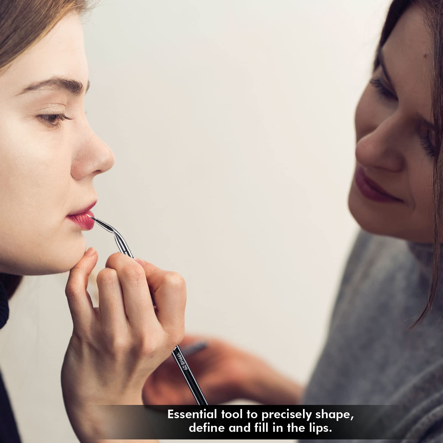 VEGA PROFESSIONAL Angled Lip Brush - Soft Bristles for Precise Makeup Application, Copper Ferrule & Wooden Handle (VPPMB-29) - Perfect for Liquid Lipstick, Lip Gloss & Lip Liner Application