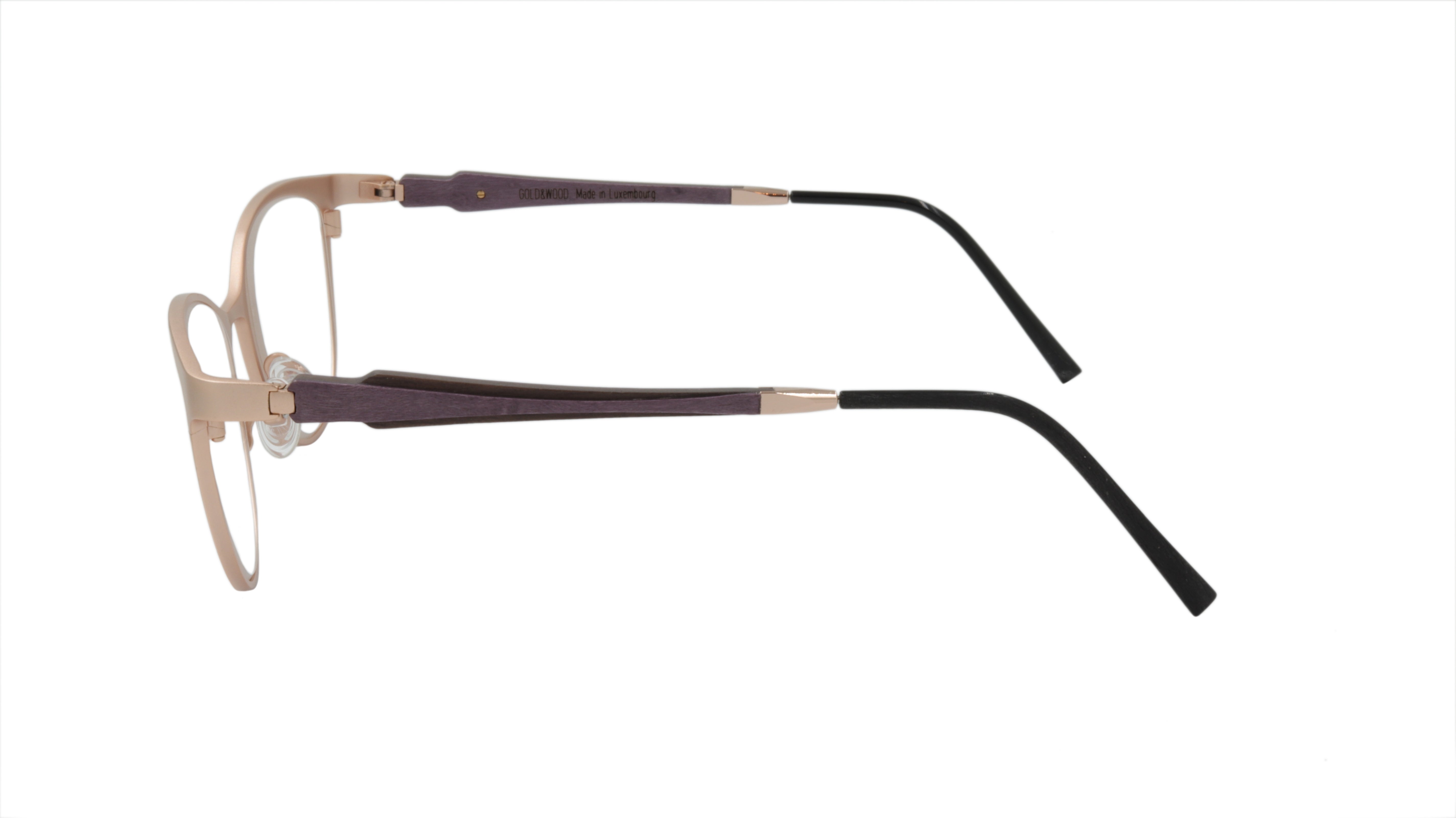 Luxury Gold & Wood Eyewear - Satin Rose Gold & Purple Frame Sunglasses for Men & Women | Perfect for Outdoor, Fashion & UV Protection
