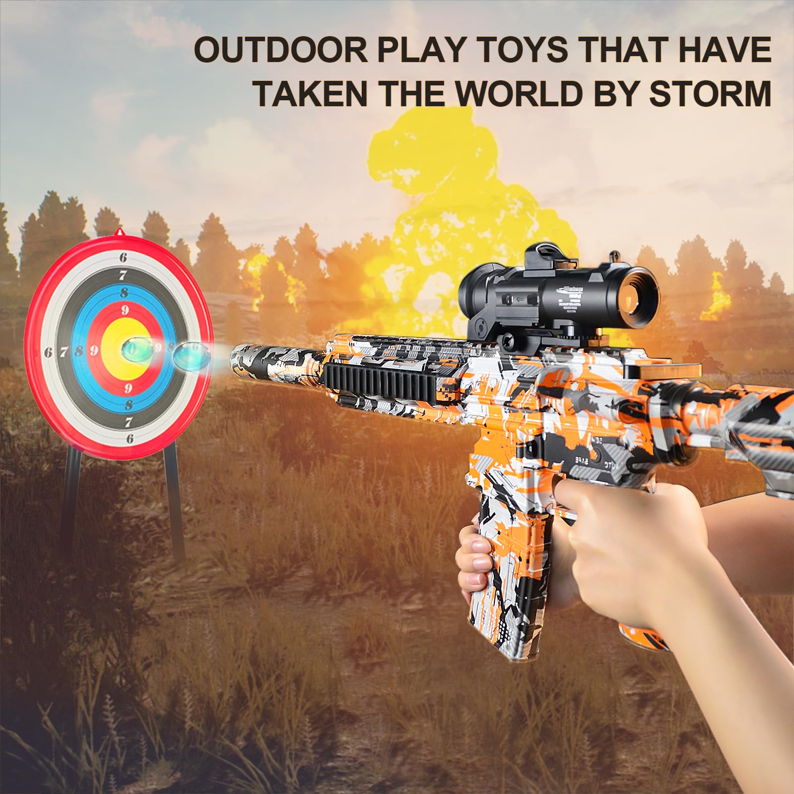 Full Auto Outdoor Games Toy with 60,000+ Foam Balls - Team Building & Backyard Fun for Teens & Adults (Orange) - Perfect for Birthday Parties, Summer BBQs, and Family Gatherings