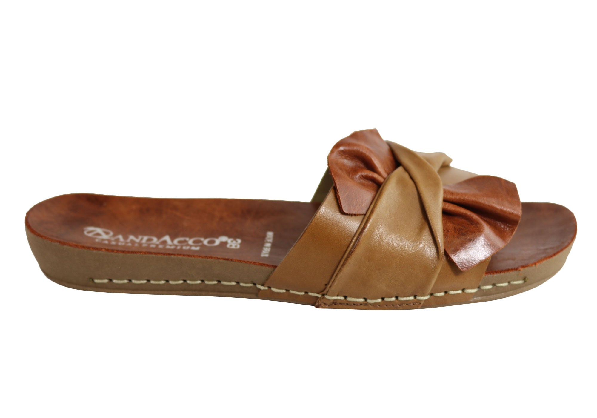 Andacco Women's Comfortable Leather Slide Sandals - Handmade in Brazil - Perfect for Beach, Pool, and Summer Casual Wear