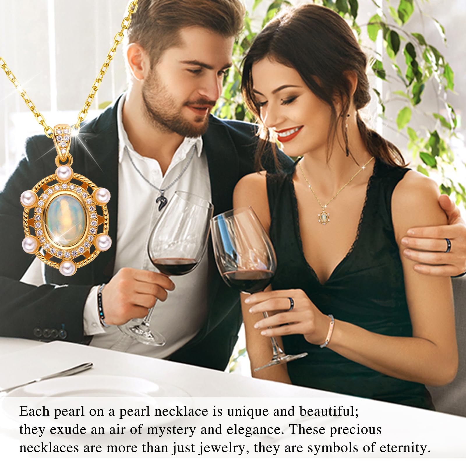 925 Sterling Silver Opal & Pearl Birthstone Necklace - Elegant Jewelry Gift for Women, Wife, Girlfriend | Perfect for Anniversary, Birthday, Mother's Day, Valentine's, Christmas & Retirement Gifts | Office Employee Appreciation Present | Everyday Wear & Special Occasions
