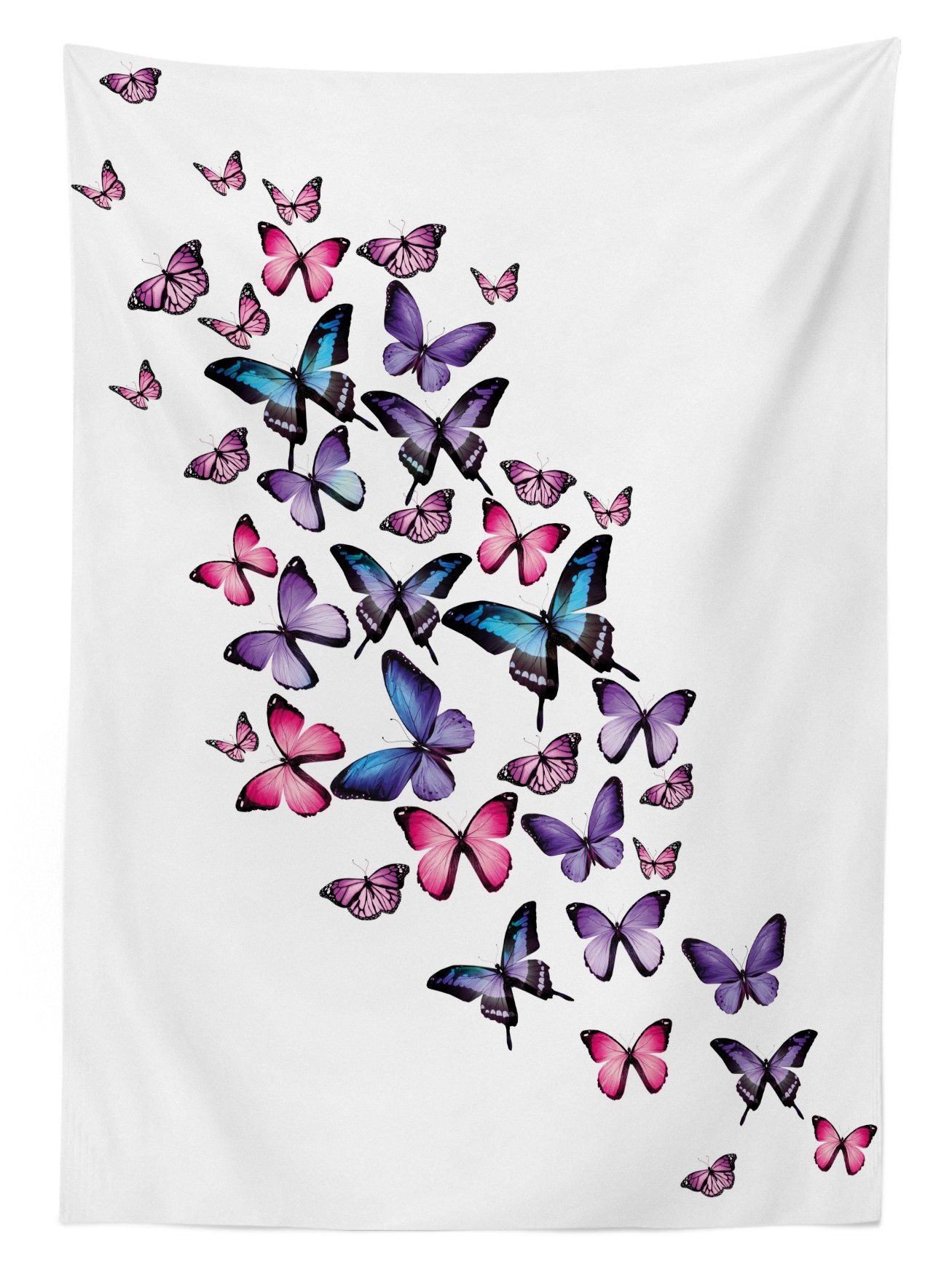 Ambesonne Navy and Blush Butterfly Print Outdoor Tablecloth - Waterproof Washable Picnic Table Cover 58