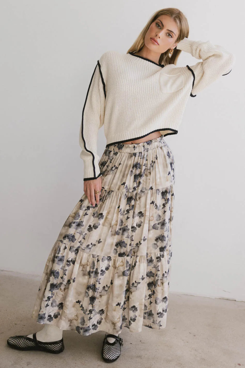 Maxine Floral Skirt in Blue - Women's Summer A-Line Skirt with Pockets | Perfect for Beach Vacations, Brunch Dates & Casual Outings