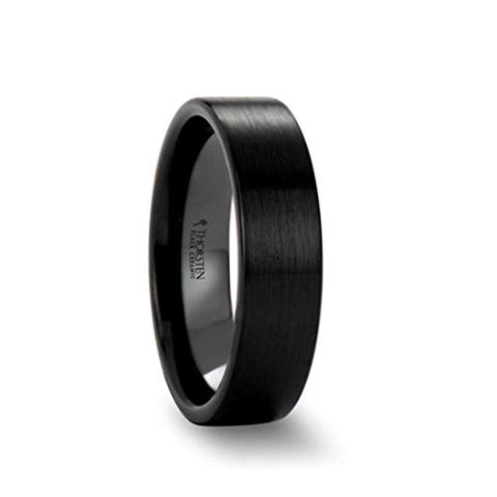 8mm Wide DRAKON Black Ceramic Wedding Band Ring - Brushed Finish, Custom Inside Engraving for Personalized Touch - Perfect for Anniversaries, Engagements & Special Occasions