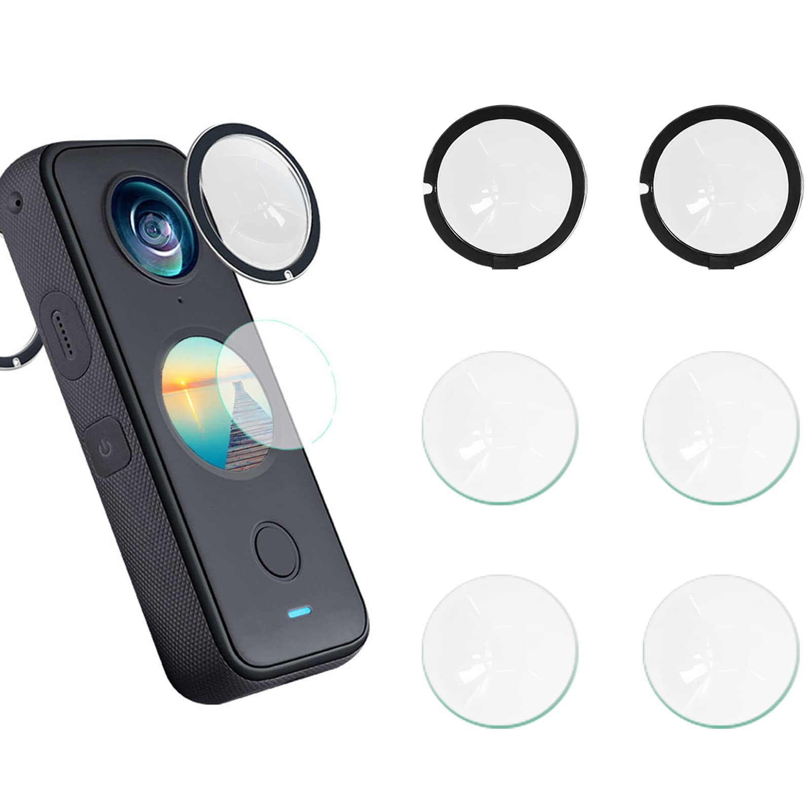 Insta360 ONE X2 Lens Guard & Screen Protector Kit - 2Pcs Oleophobic Fingerprint-Proof Lens Protectors + 4Pcs Tempered Glass Screen Protectors - Crystal Clear Protection for Action Camera - Perfect for Outdoor Adventures & Vlogging