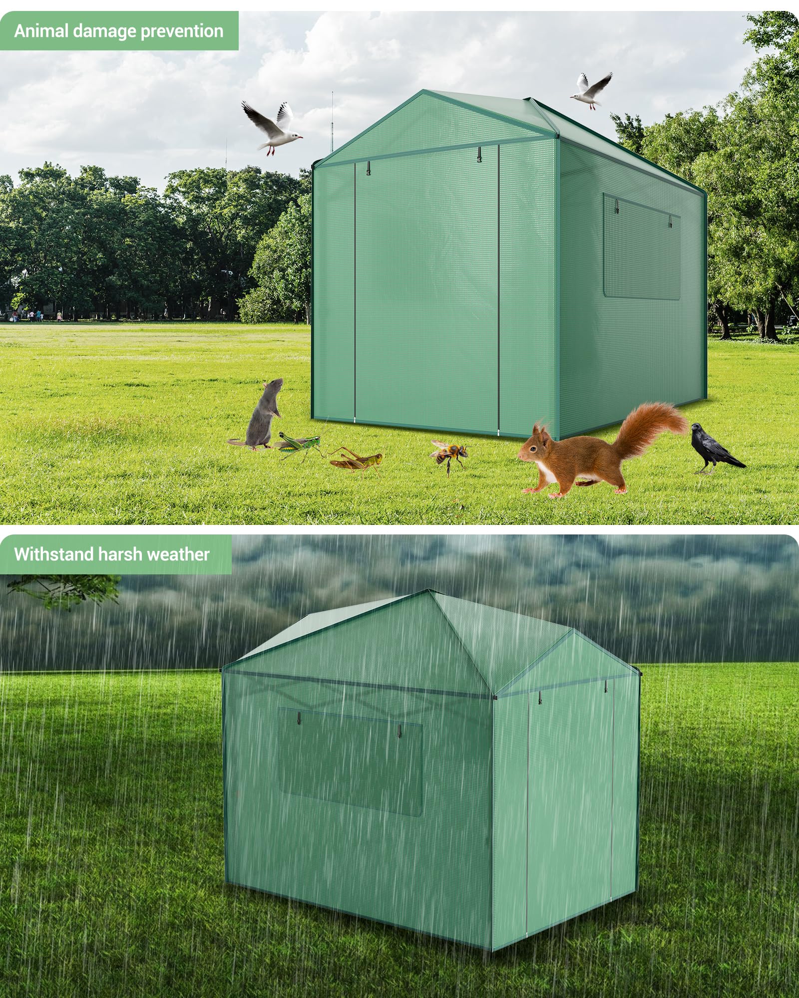 8x6 FT Pop Up Greenhouse - Portable Walk-in Indoor & Outdoor Greenhouse for Garden, Patio, Backyard | Zippered Doors & Window with PE Cover (96x72 inch) - Perfect for Seed Starting, Plant Protection & Year-Round Gardening