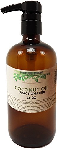 Organic Fractionated Coconut Oil for Skin & Hair - 16 oz Amber Glass Pump Bottle | Daily Moisturizer, Dry Hair Treatment, Carrier Oil for Aromatherapy & Massage | Perfect for DIY Beauty, Spa Treatments & Natural Skincare