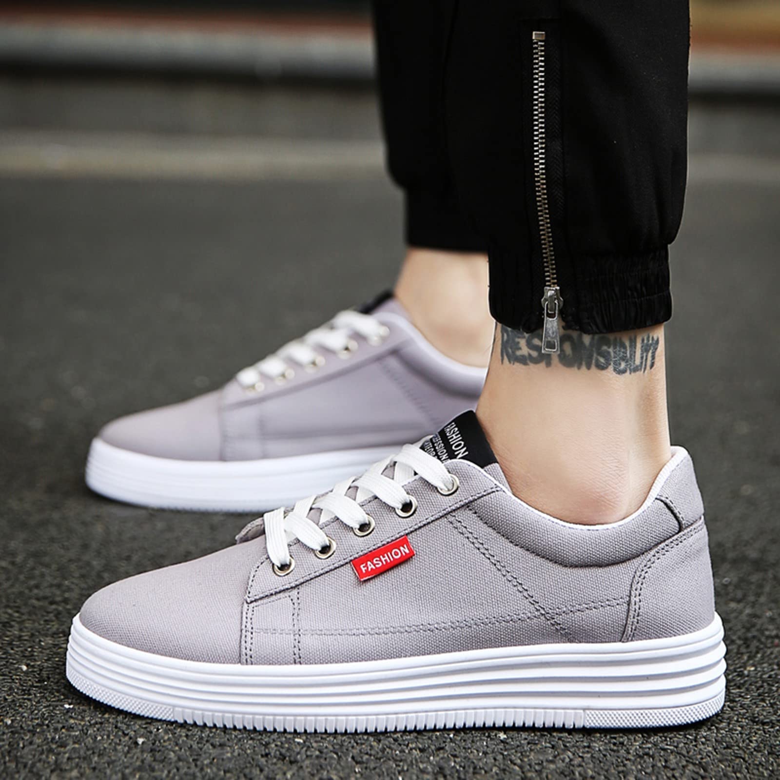 DUHGBNE Men's Fashion Canvas Sneakers with High Soles - Breathable Casual Sports Shoes for Walking, Running & Gym Workouts - Lightweight Comfortable Slip-On Shoes for Daily Wear & Outdoor Activities