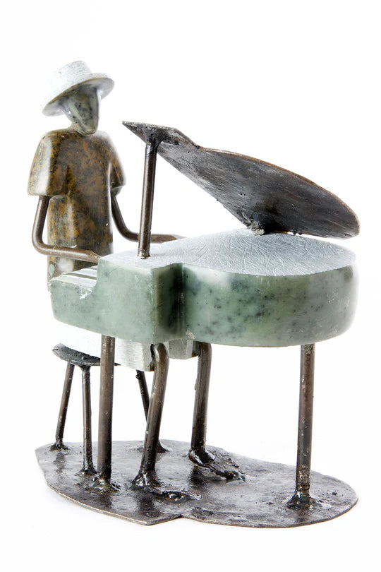 Shona Stone & Metal Festival Band Pianist - Handcrafted African Jewelry for Music Lovers & Festival Goers - Perfect for Concerts, Weddings & Cultural Events