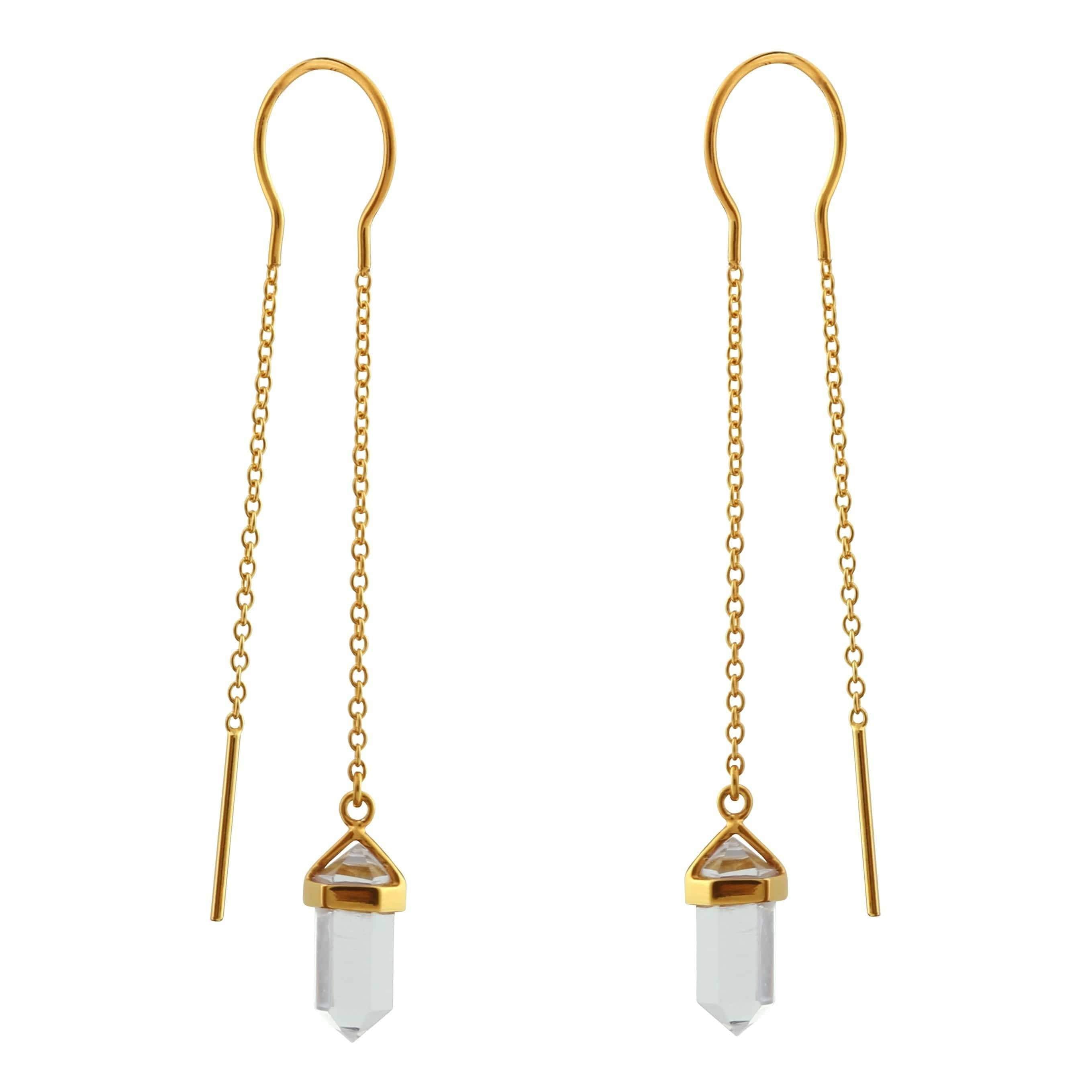 Starlight Crystal Threader Earrings - 14K Gold Plated Dainty Hoop Earrings for Women, Perfect for Parties, Weddings & Everyday Wear