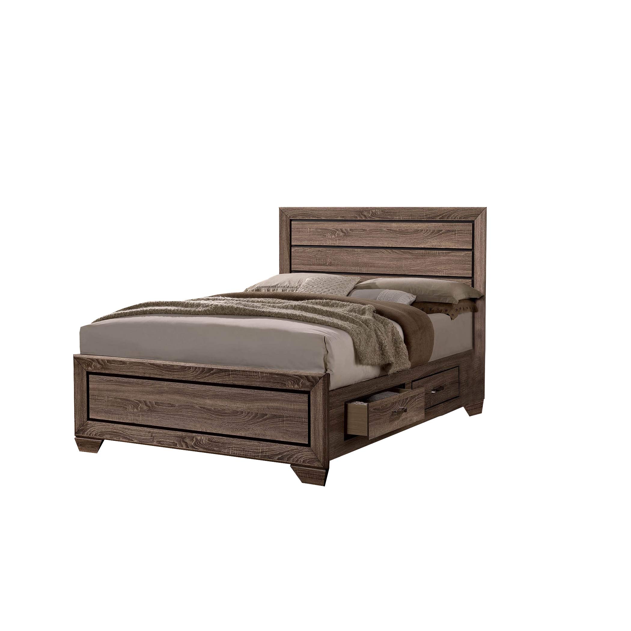 Benjara Solid Wood Queen Size Bed Frame with 4 Spacious Side Drawers - Brown - Perfect for Master Bedroom, Guest Room, and Small Space Storage Solutions