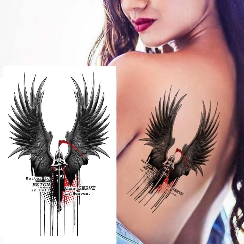 Vibrant Beautiful Wings Temporary Tattoo - 21x15cm Waterproof Fake Tattoo for Men & Women - Perfect for Parties, Festivals, and Body Art Enthusiasts