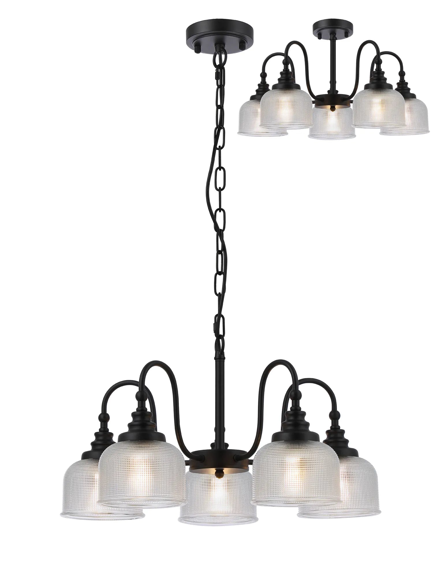 Cleron 3/5/8Lt Semi Flush Mount Pendant Light Fixture - Modern Ceiling Lighting in Multiple Colors for Living Room, Bedroom & Dining Room