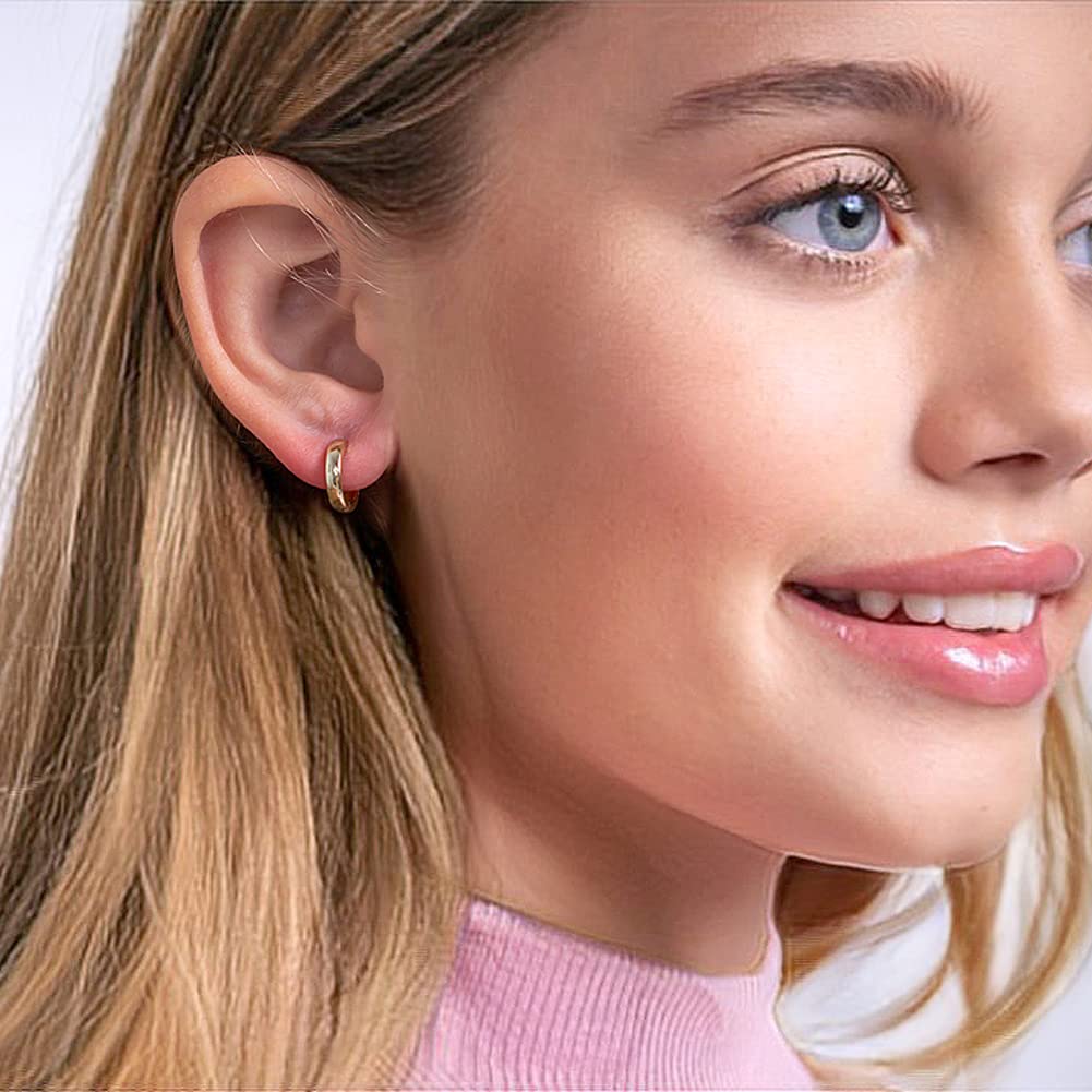 925 Sterling Silver Small Hoop Huggie Earrings for Girls - Hypoallergenic, Comfortable Kids Earrings (0.39
