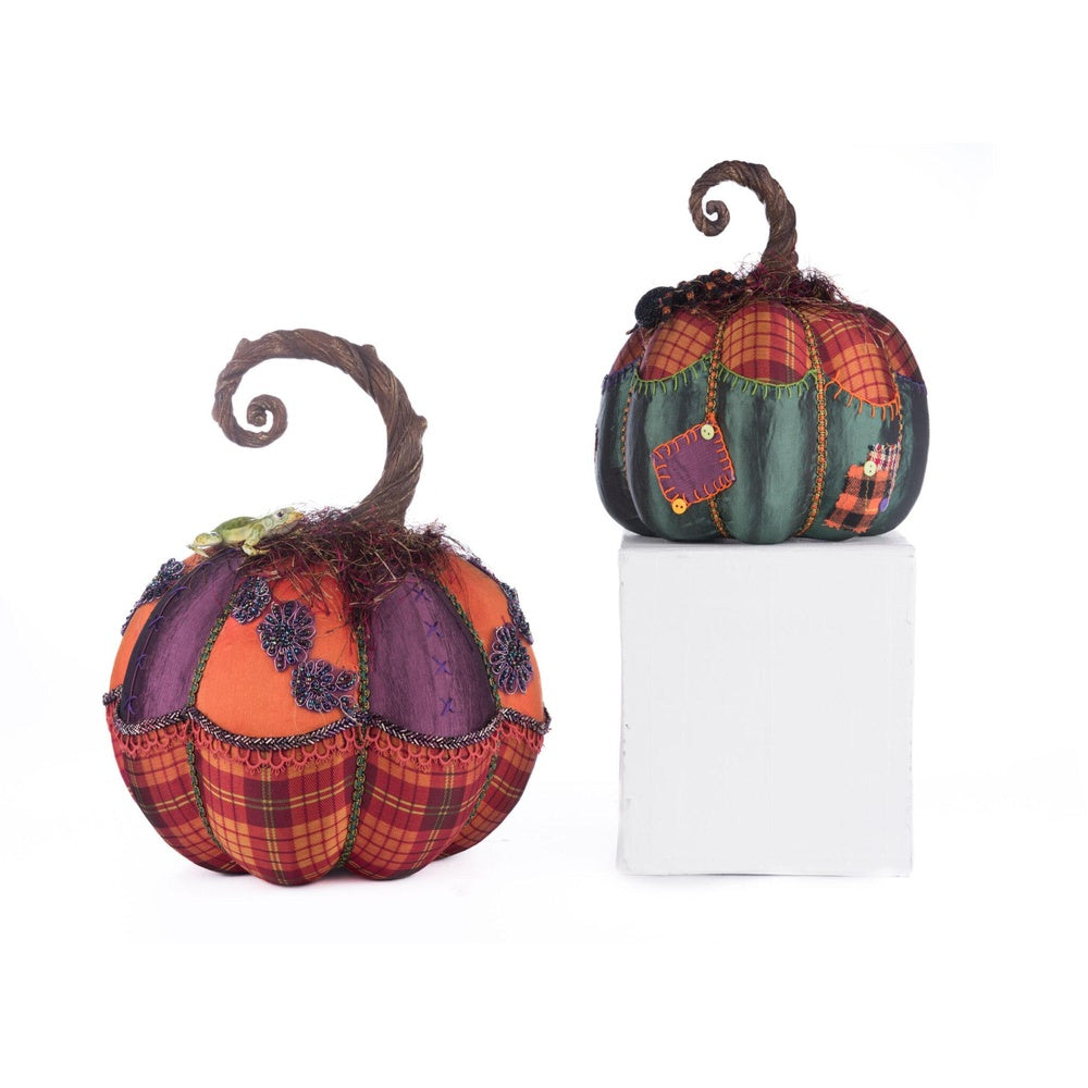 Katherine's Collection Broomstick Acres Pumpkins Set of 2 - Fall Home Decor for Thanksgiving, Halloween & Autumn Table Centerpieces