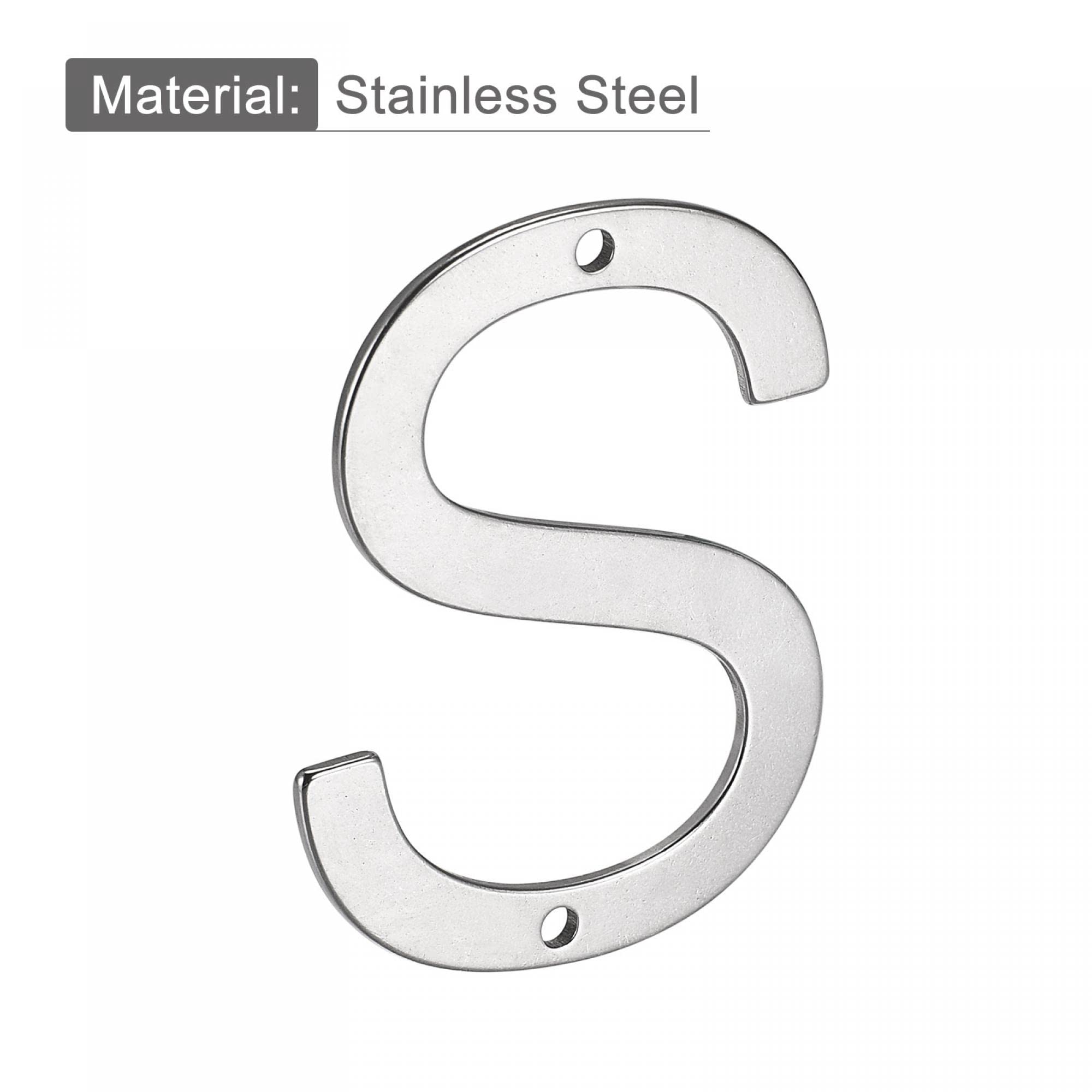 uxcell 2.76 Inch Polished Stainless Steel Letter S - House Number, Mailbox, Hotel Address & Door Sign - Durable Outdoor Metal Alphabet for Home, Business & Property Identification