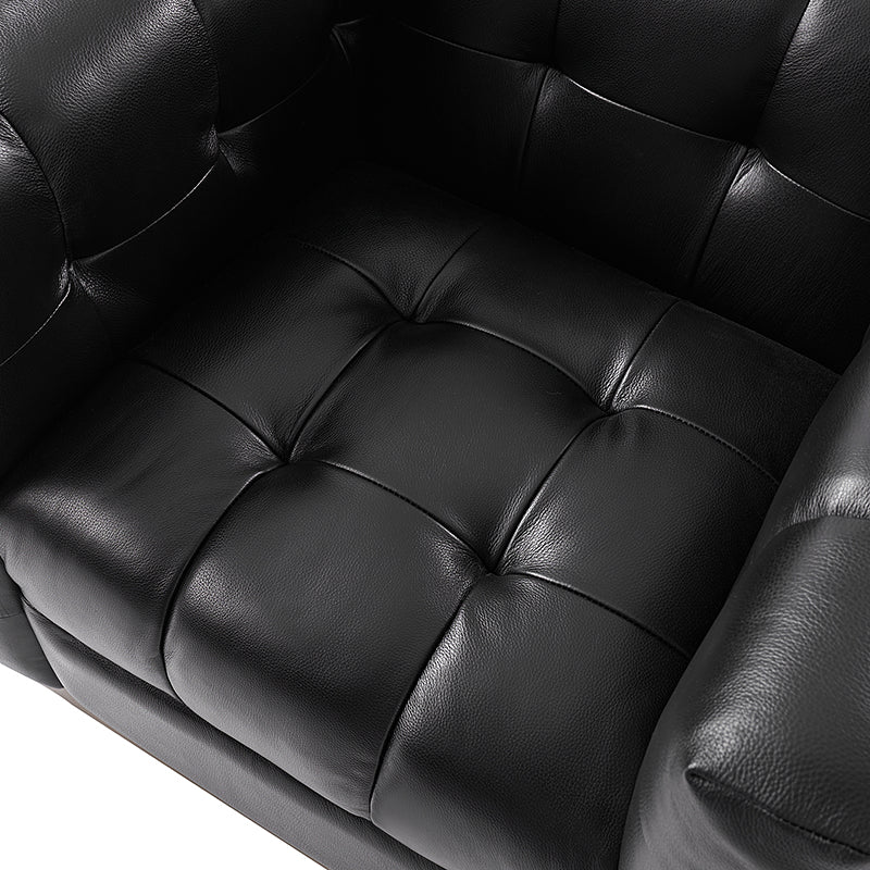 Feodor Genuine Leather Mid Century Modern Swivel Chair - Premium Office & Living Room Furniture for Home Decor
