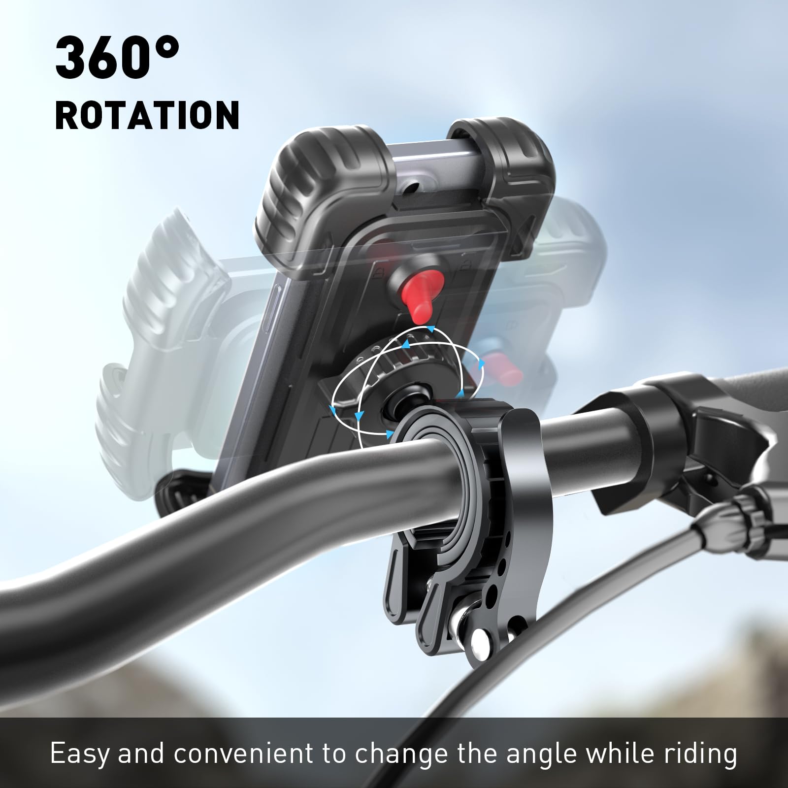 Hiboy 360° Rotatable Universal Bike Phone Holder - Anti-Shake Motorcycle & Bicycle Handlebar Mount for 5.1-6.8