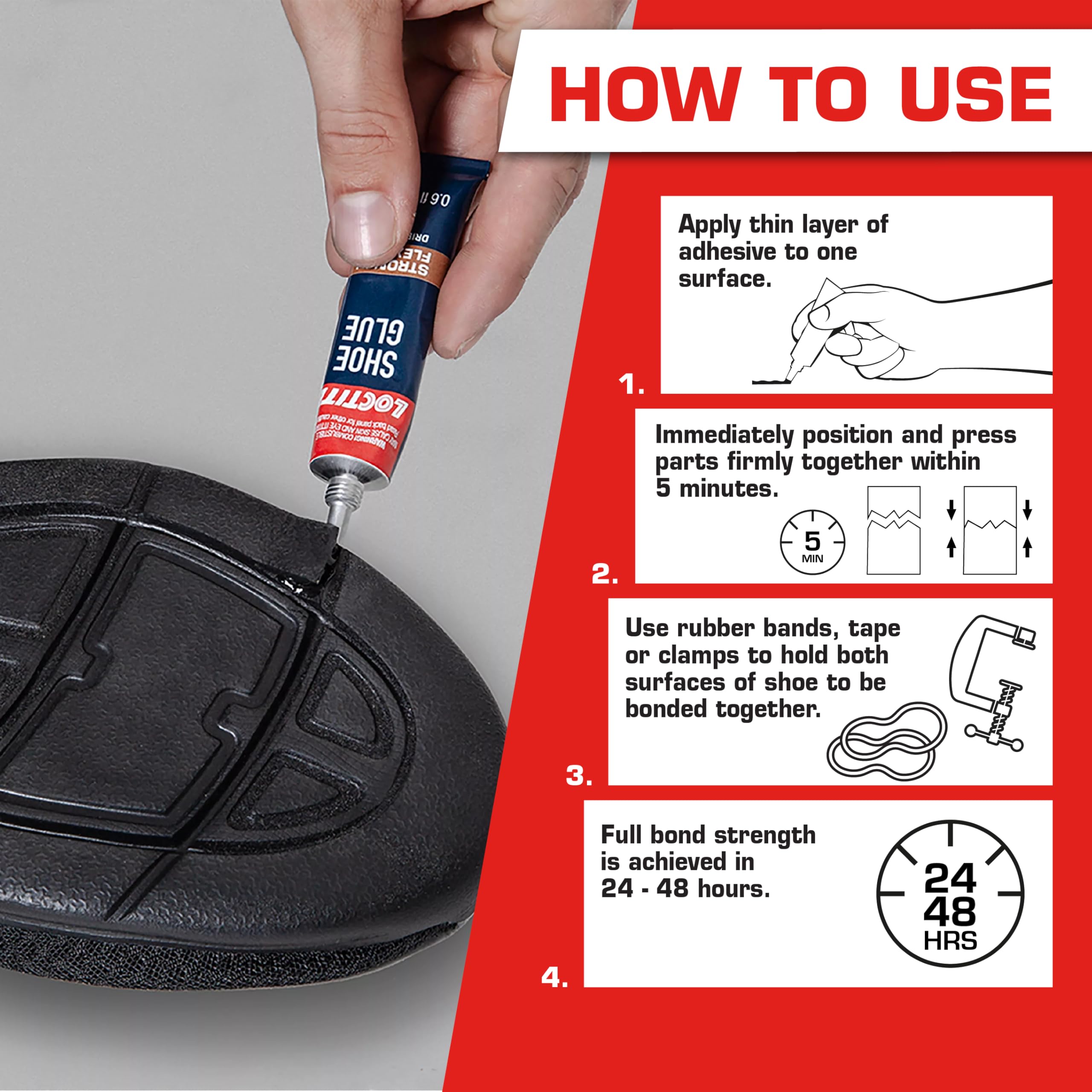 Loctite Shoe Glue - Strong & Flexible Fabric Adhesive, Waterproof, Impact & Vibration Resistant, Clear Drying - 0.6 fl oz (1 Pack) - Perfect for Shoe Repairs, Leather Crafts & DIY Projects