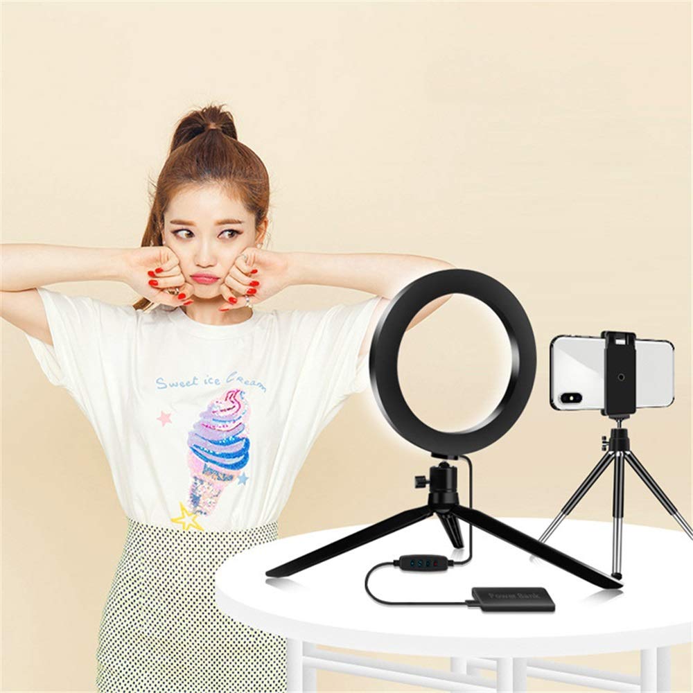 4-in-1 20cm Curved LED Ring Light with Phone Holder & Tripod Stand - Perfect for Live Streaming, YouTube Videos, TikTok Content Creation and Photography Lighting