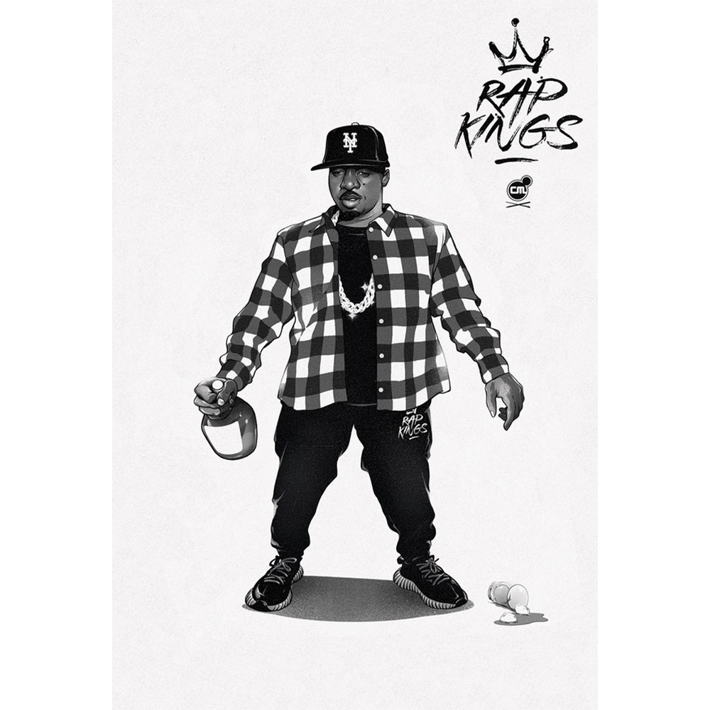 Nas Rap Kings Re-Illustrated Emcees Print by Chris B. Murray - Vintage Hip Hop Wall Art for Music Lovers & Urban Decor