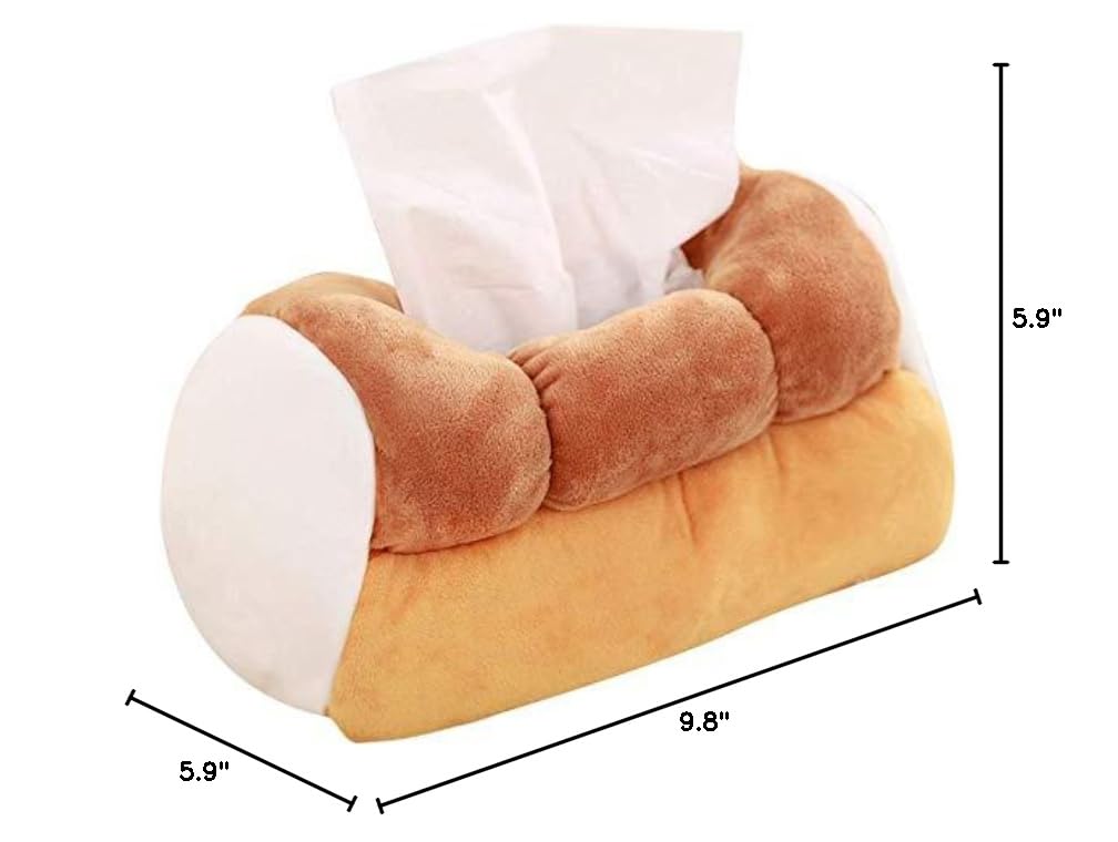Soft Plush Tissue Box Cover - Funny Cute Yellow Toast Bread Design for Car, Home & Office | Decorative & Functional Tissue Holder for Living Room, Bedroom & Workspace