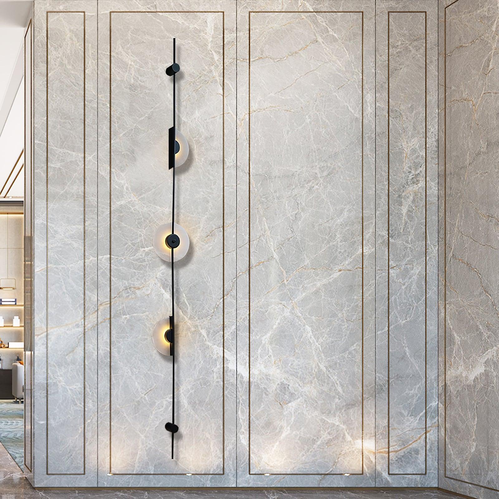 Alabaster Vertical Plug-in Wall Sconce Light Fixture - Modern Plug Mounted Wall Lamp for Bedroom, Living Room & Hallway Lighting